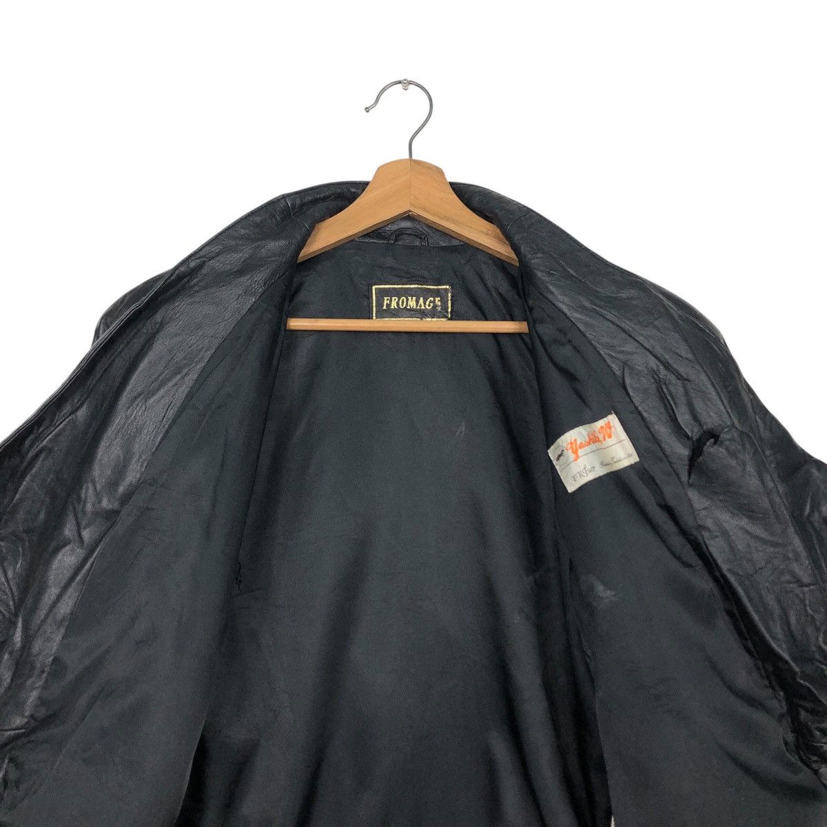 Genuine Leather 📌Rich Black Vtg Biker Leather Jacket Fromage Issey Miyake Size US M / EU 48-50 / 2 - 15 Thumbnail