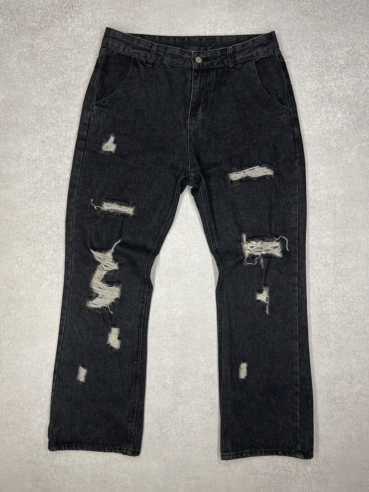 Other Women Mom Denim Flared Jeans Big Logo Inscription Size 34" / US 12 / IT 48 - 6 Thumbnail