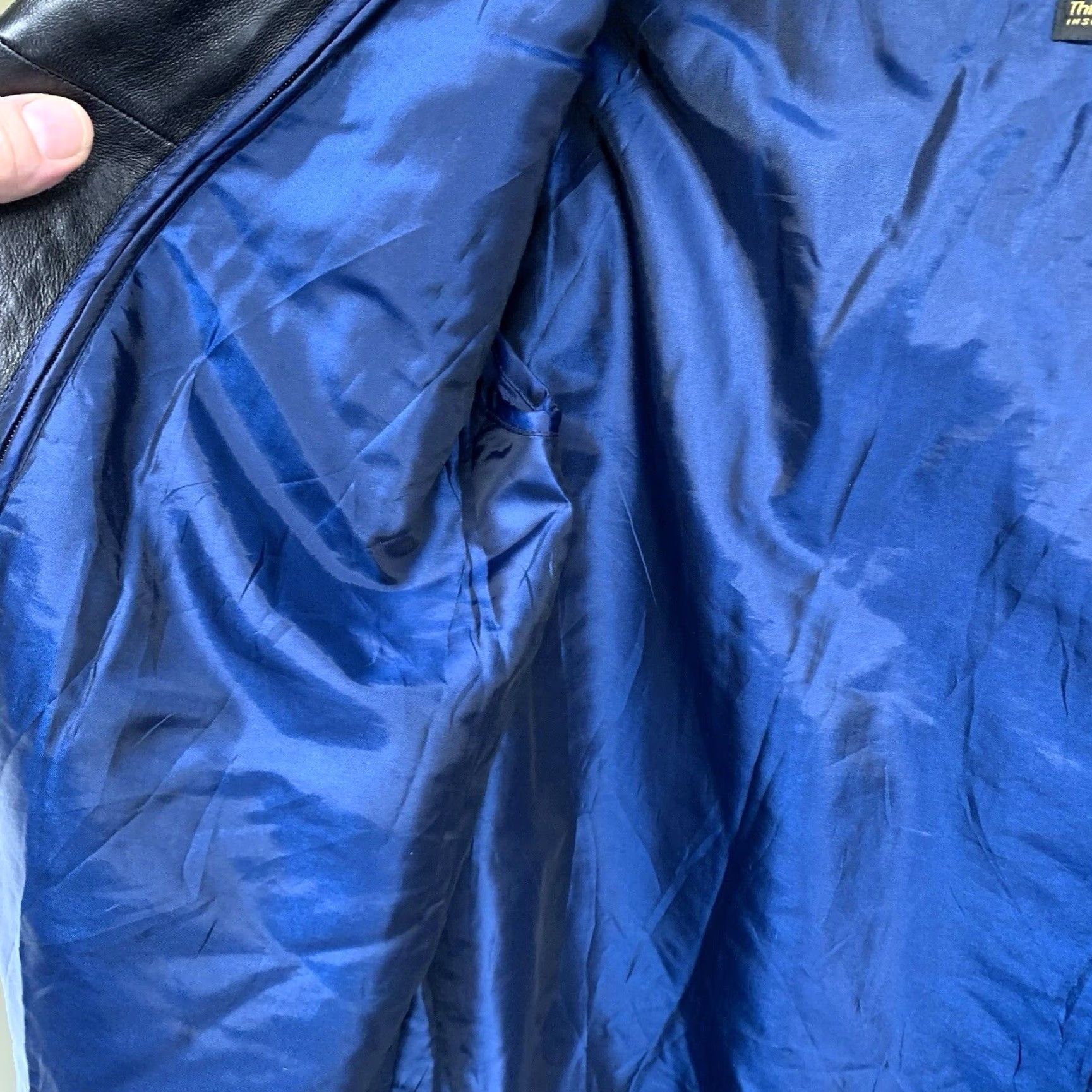 Vintage Pelle Studio Wilsons Mens Black Leather Jacket Thinsulate Full-Zip Blue Lined Size US L / EU 52-54 / 3 - 4 Thumbnail