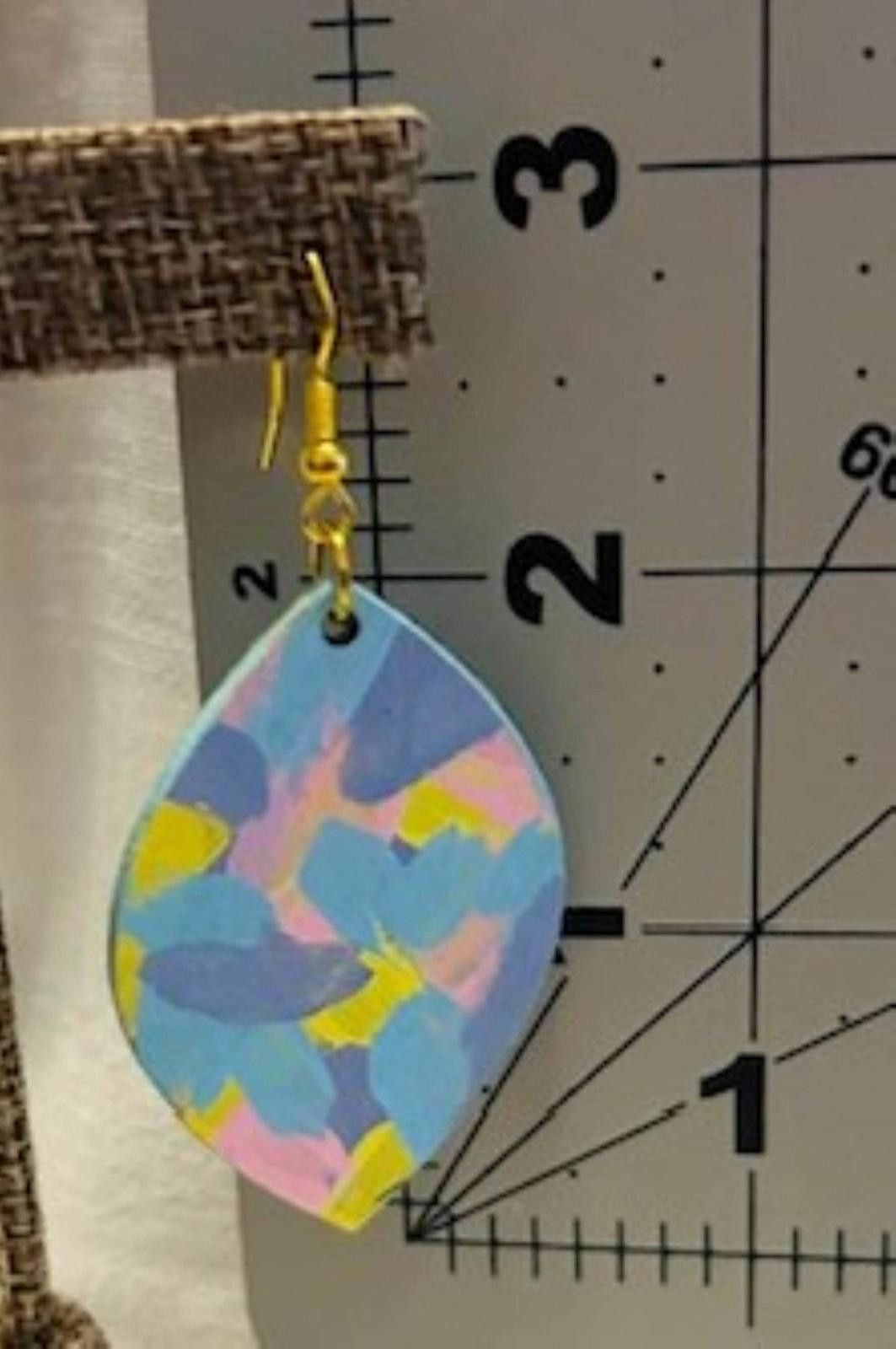 Designer Spring and Easter Hand Painted Color Collage Earrings Size ONE SIZE - 2 Thumbnail