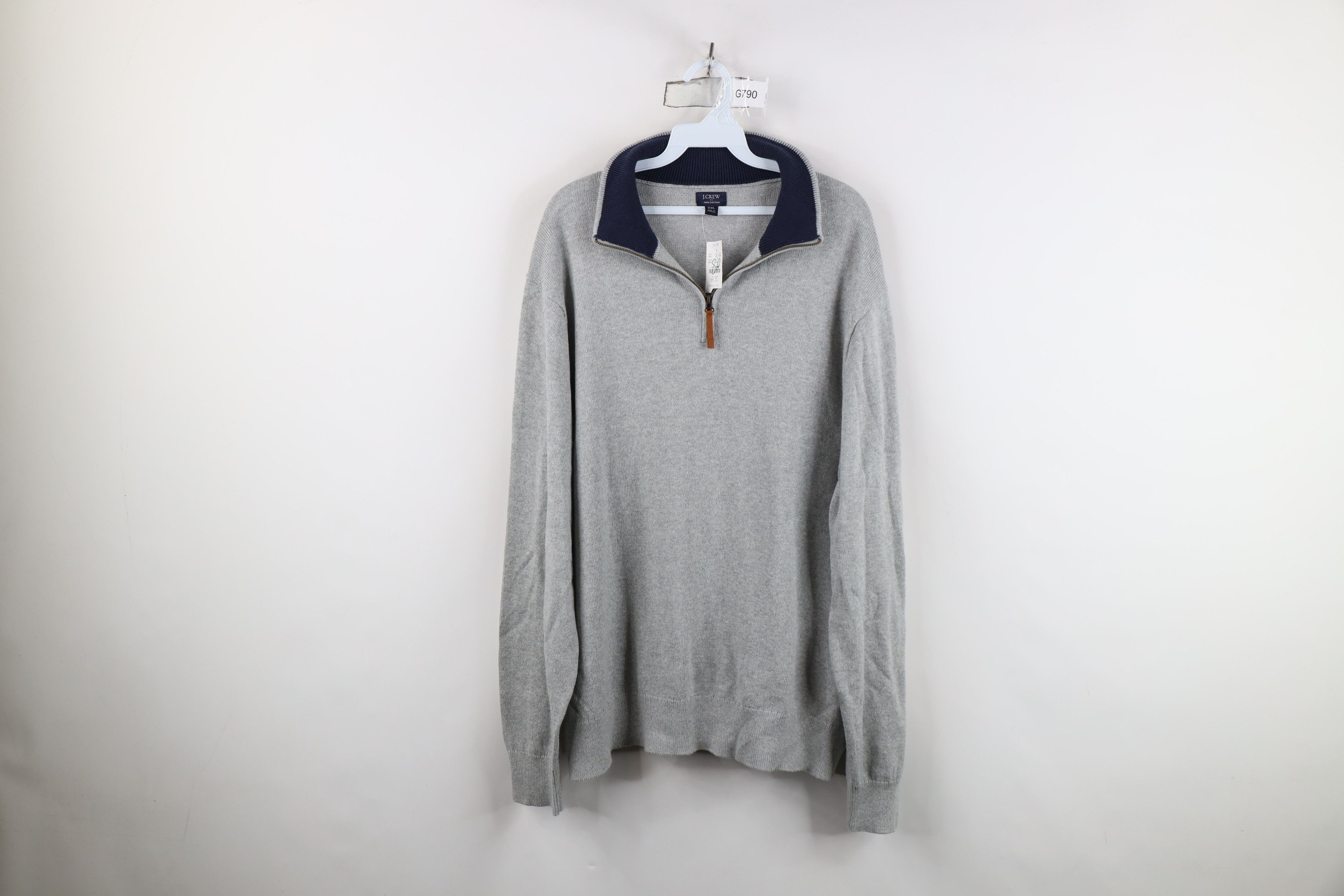 J.Crew New J Crew Cotton Ribbed Knit Half Zip Pullover Sweater Gray Size US XXL / EU 58 / 5 - 1 Thumbnail