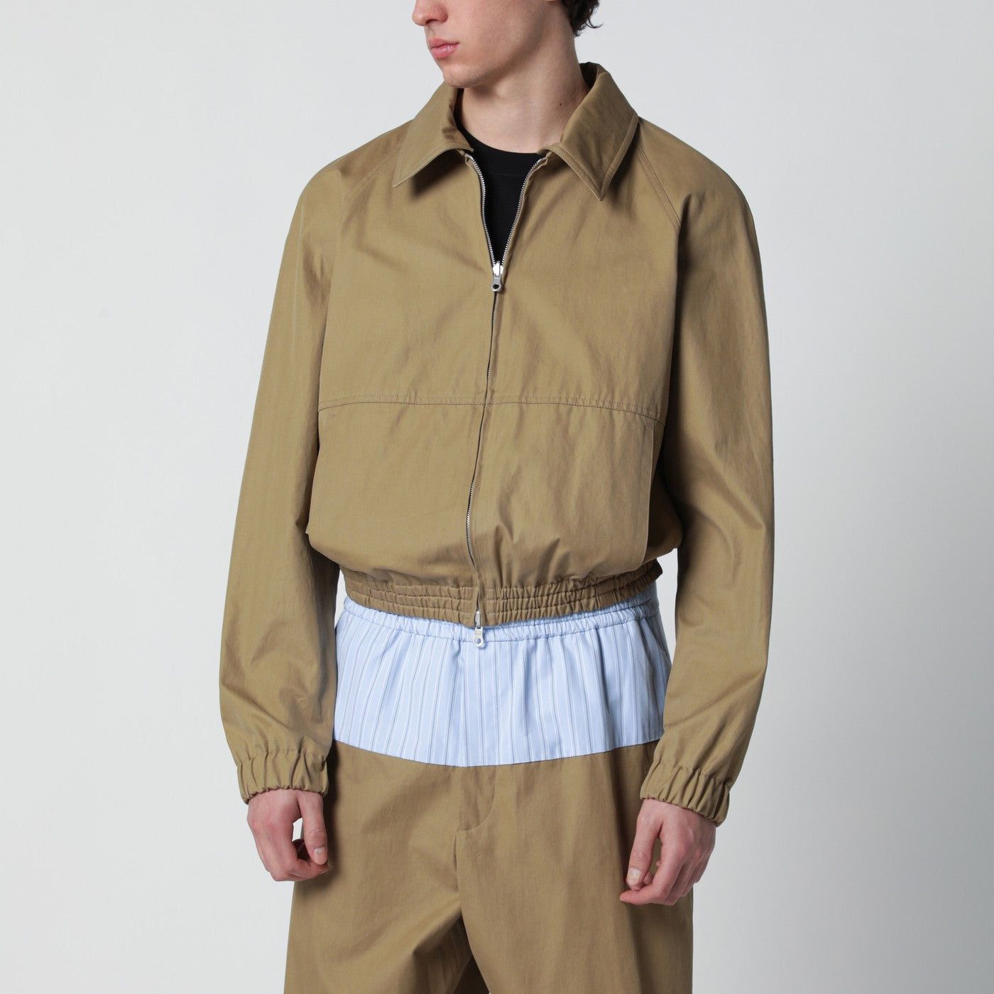 Dries Van Noten Dries Van Noten Beige Cotton-Blend Zip-Up Jacket Size US XL / EU 56 / 4 - 1 Thumbnail