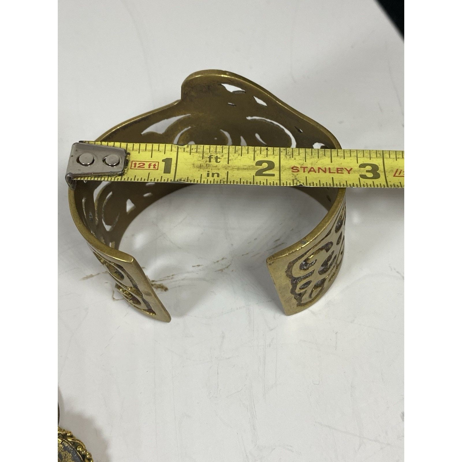 Other Artisan Modernist Etruscan Egyptian Brass Cuff Bangle Bracel Size ONE SIZE - 5 Thumbnail