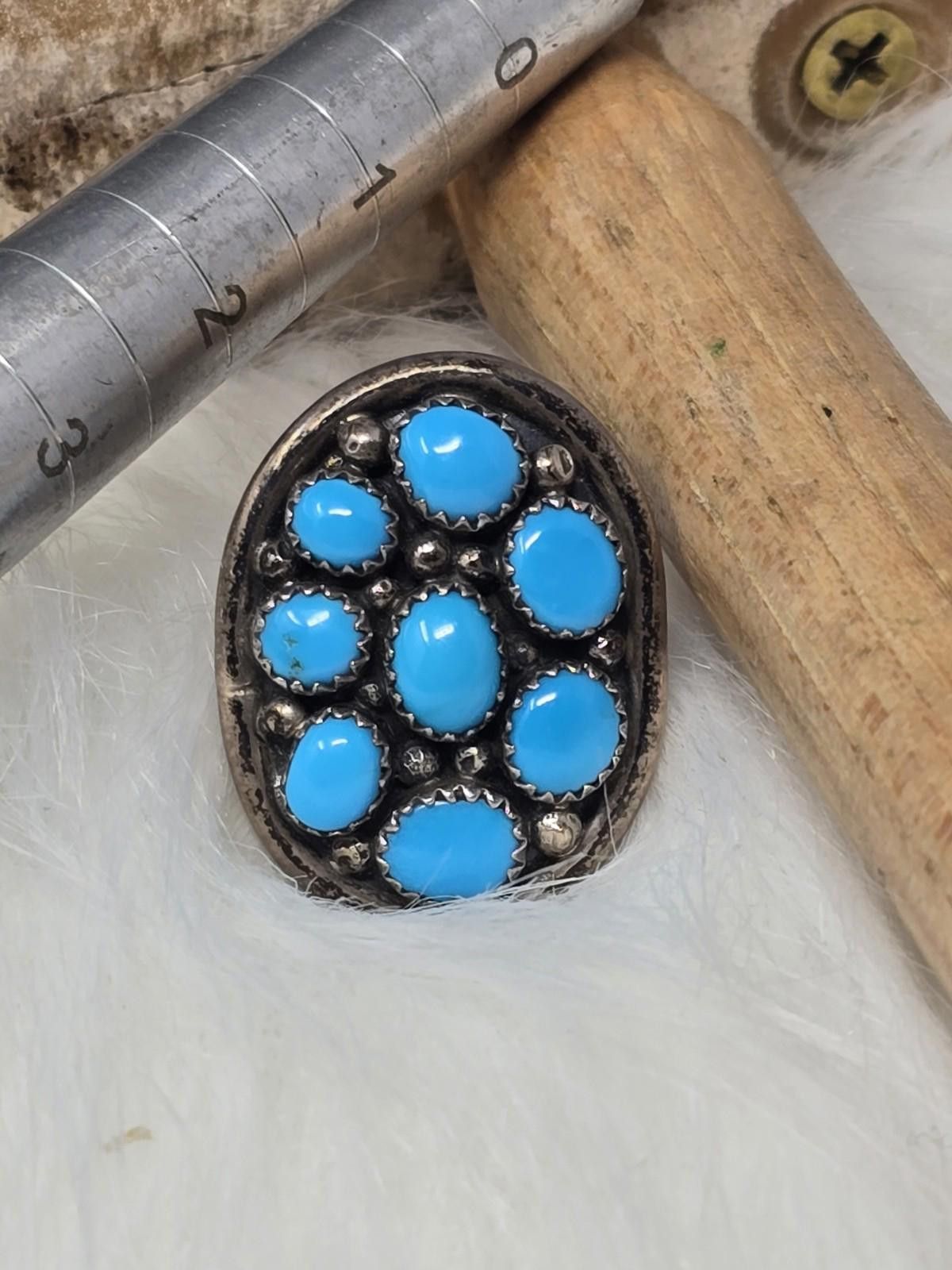 Other O Paquin OP 925 Silver Royston Turquoise Cluster Ring Size 6 Size ONE SIZE - 8 Thumbnail
