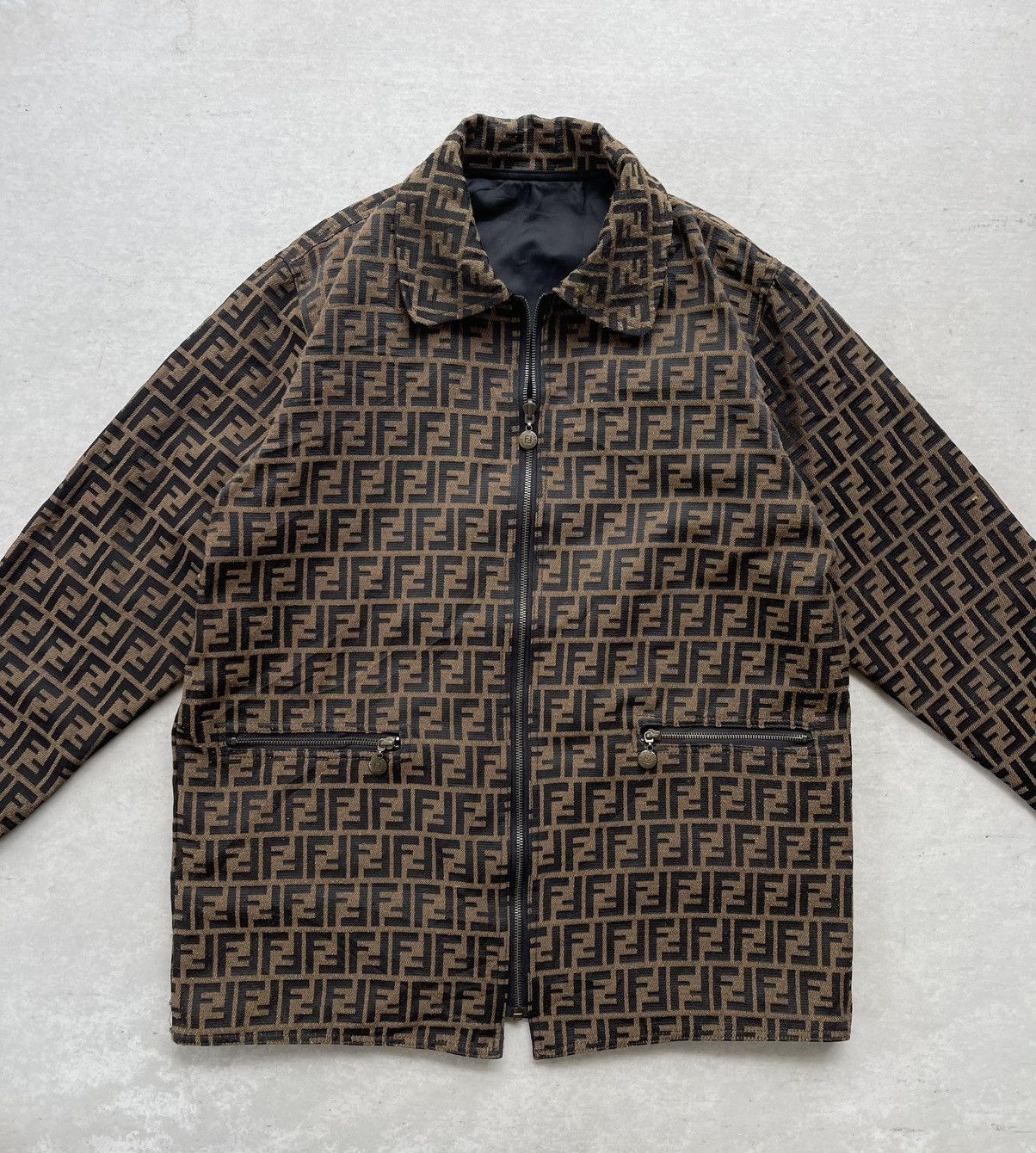 Fendi 🔥VINTAGE FENDI ROMA ZUCCA MONOGRAM PATTERN REVERSIBLE JACKET Size US L / EU 52-54 / 3 - 6 Thumbnail