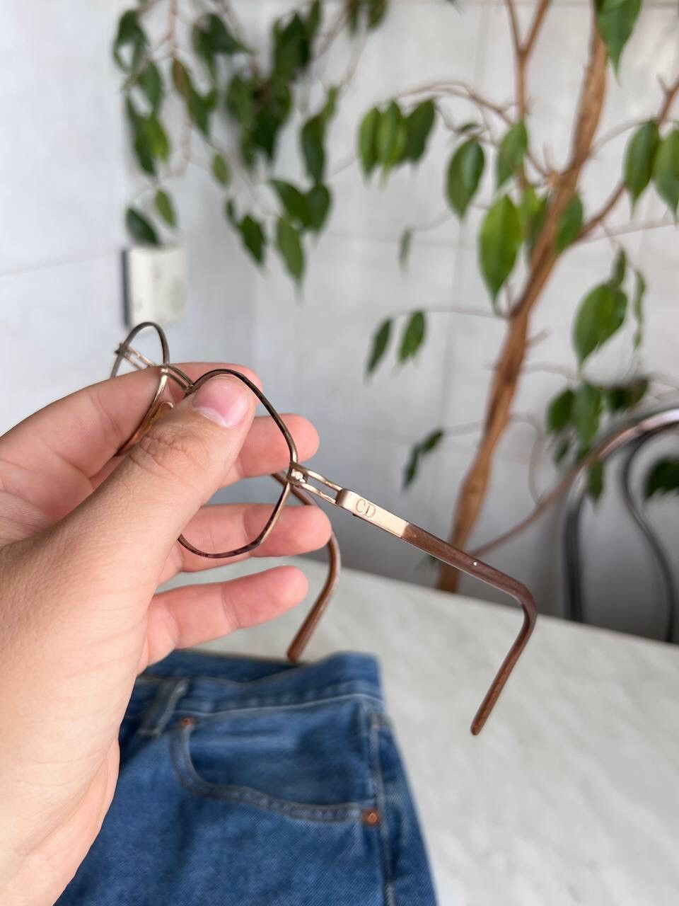 Dior × Vintage Christian Dior '90s Brown Oval Hook Frame Eyeglasses Eyewear Size ONE SIZE - 6 Thumbnail