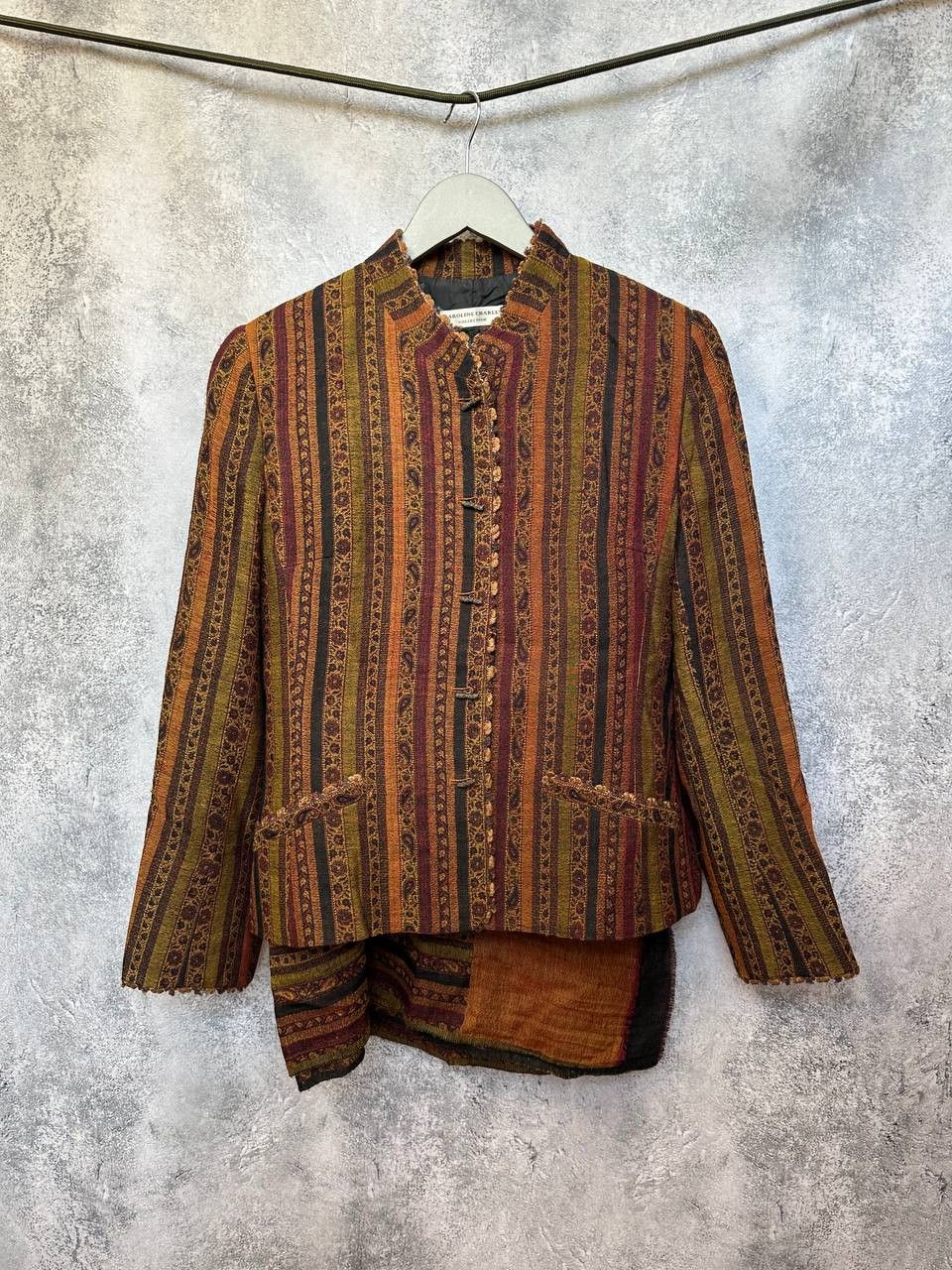 Other Caroline Charles Collection Wool Jacket Draped Shawl Skirt Size L / US 10 / IT 46 - 2 Thumbnail