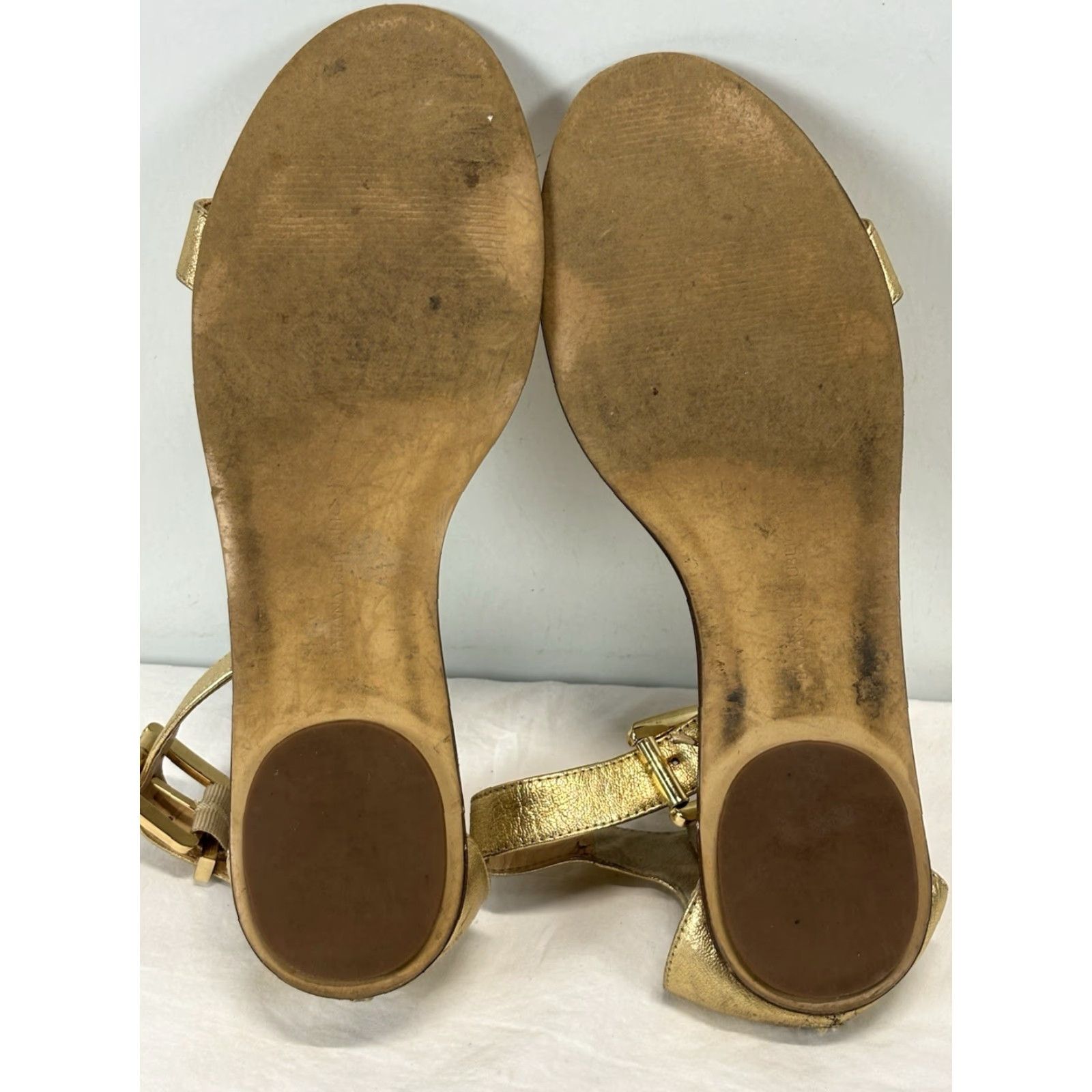Banana Republic BANANA REPUBLIC Gold Leather Sandals Sz 9.5 Women’s Ankle Strap Flats Size US 10 / IT 40 - 5 Thumbnail