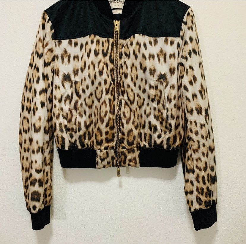 Roberto Cavalli Heritage Leopard Print Bomber Jacket Women