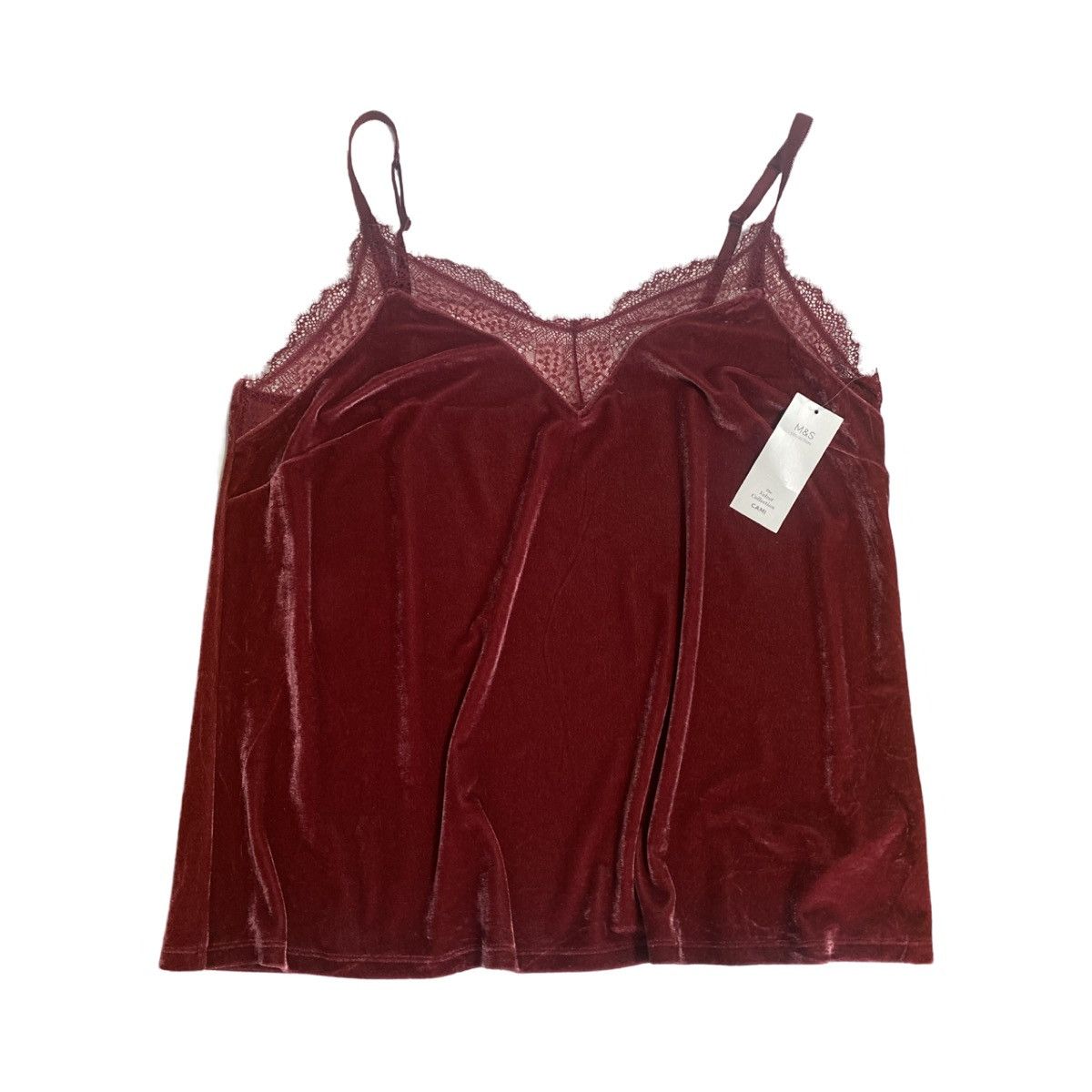 Marks & Spencer NWT Velvet and Lace Tank Top Size XL / US 12-14 / IT 48-50 - 1 Thumbnail