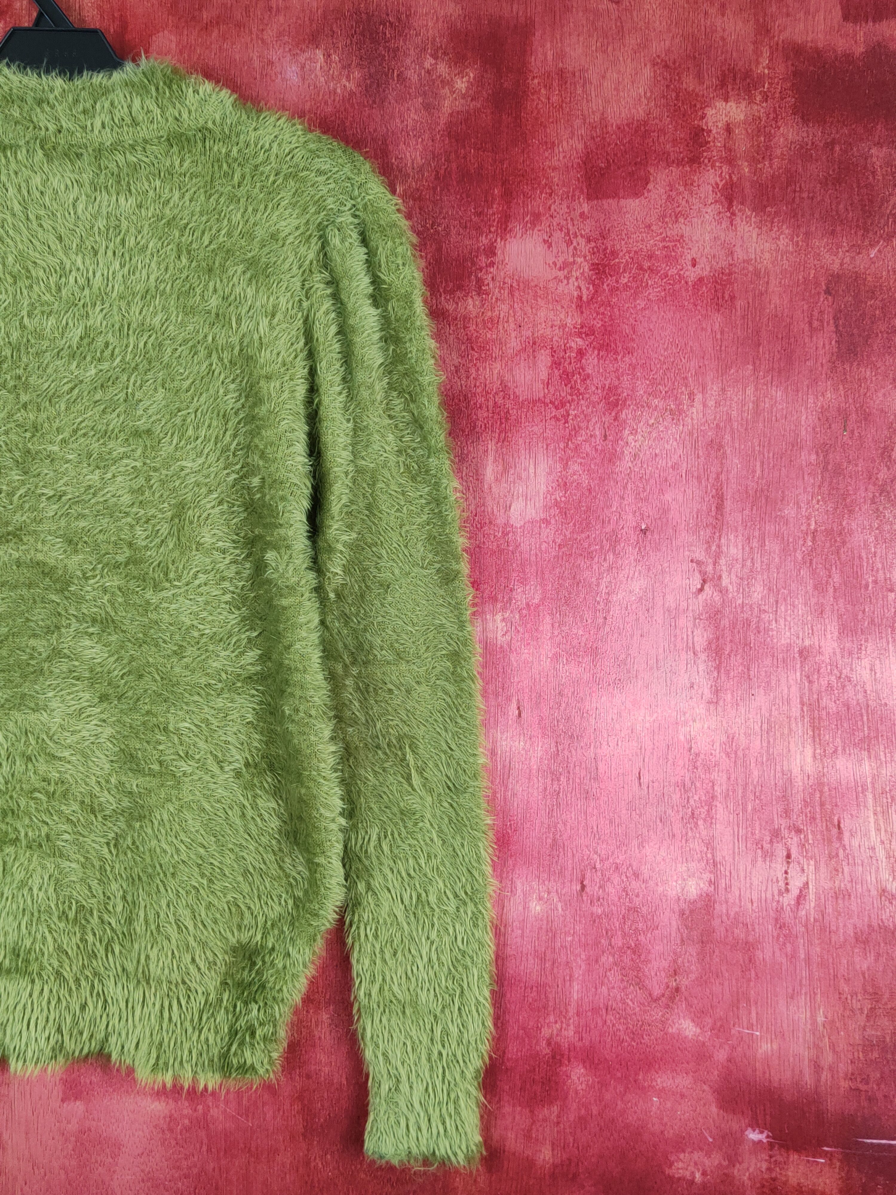 Homespun Knitwear Carina Green Shag Shaggy Fur Mohair Knitwear #S1688 Size S / US 4 / IT 40 - 9 Thumbnail