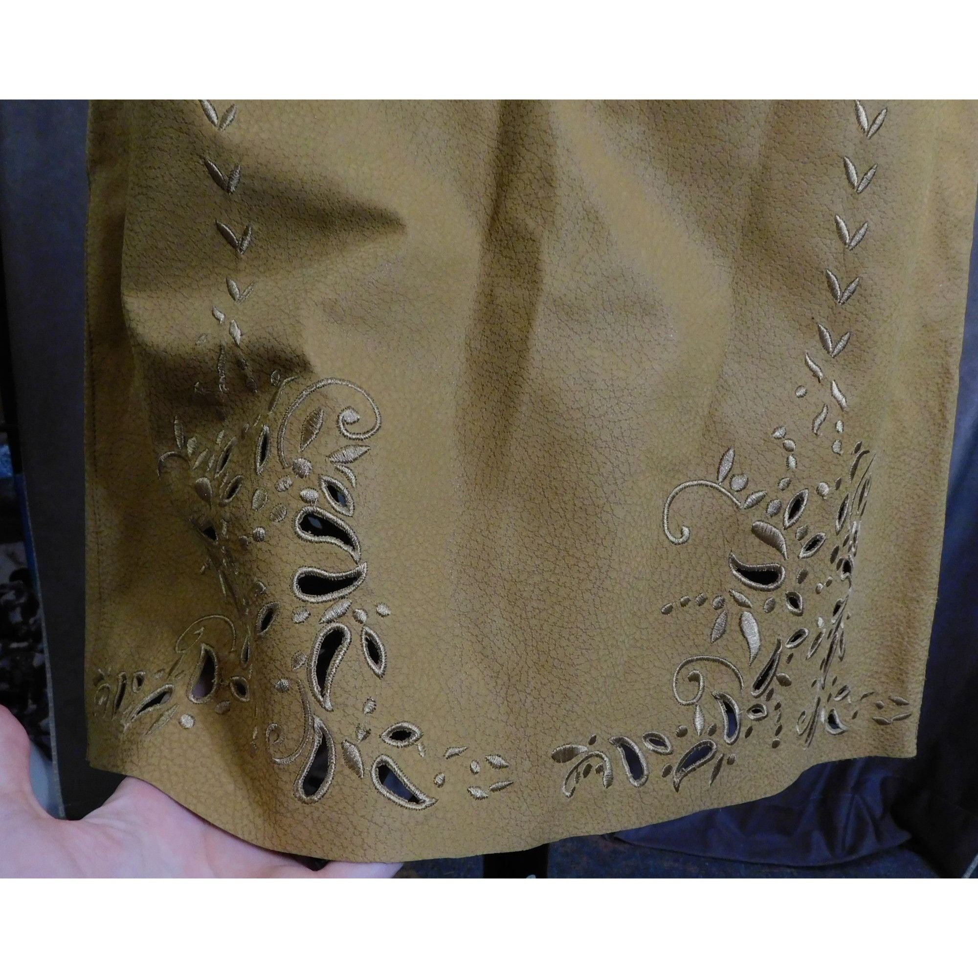Other Vintage Carlisle Embroidered Leather Skirt Size 28" / US 6 / IT 42 - 6 Thumbnail