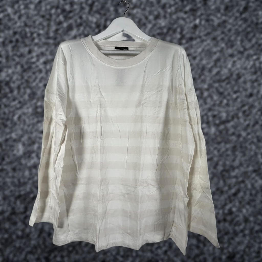 J.Crew J.Crew Womens XL Cream Striped Essential Wide Sleeve Shirt AY934 NWT – Size XL / US 12-14 / IT 48-50 - 1 Thumbnail