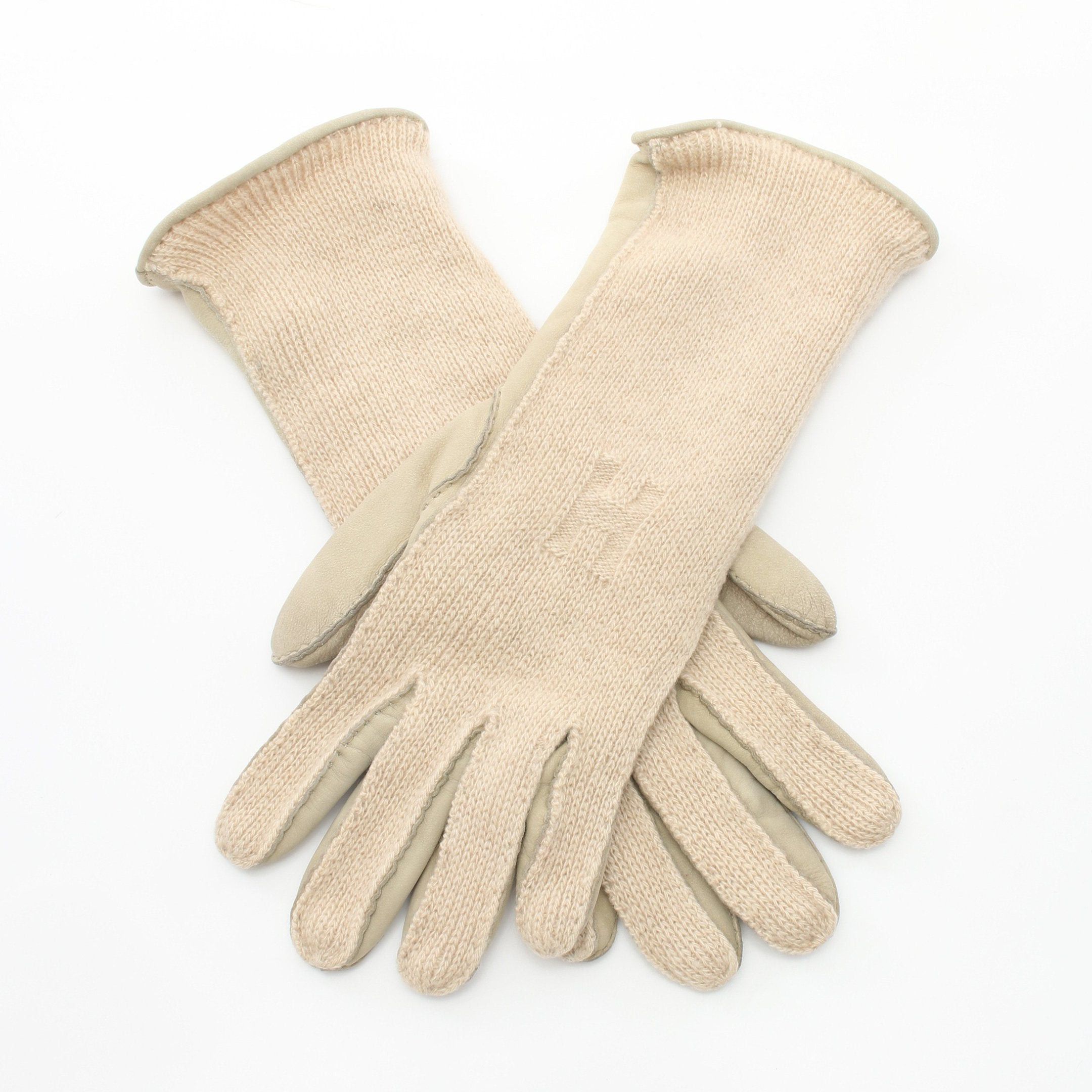 Hermes Hermes Gloves Glove Cashmere Leather Beige Size ONE SIZE - 1 Thumbnail
