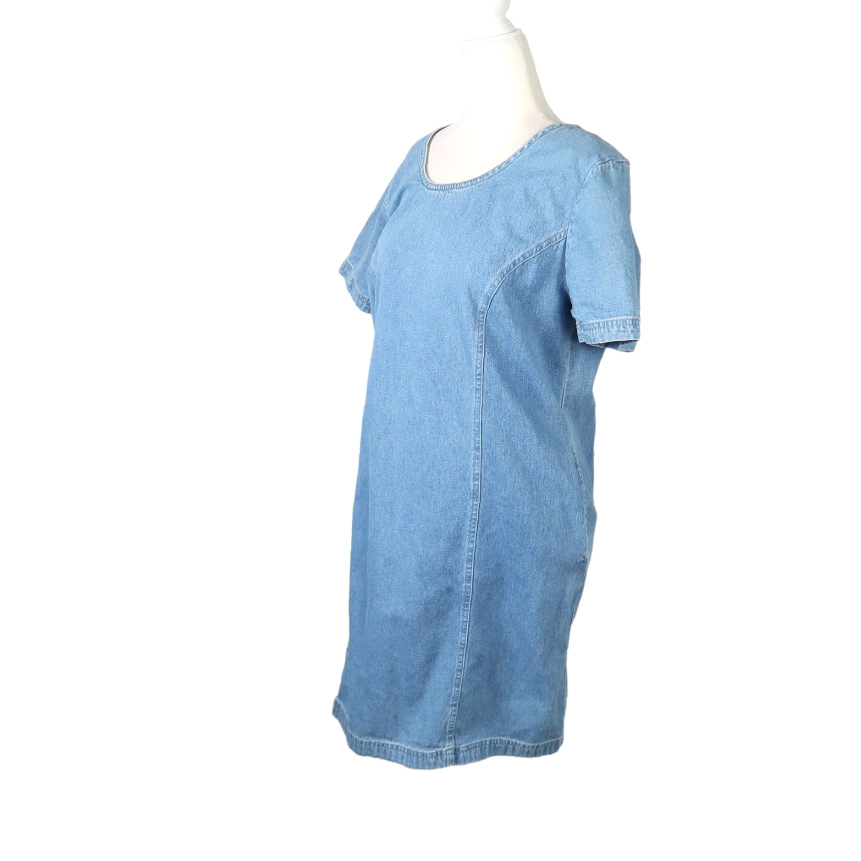 Denime VINTAGE Boston Classics 90s light wash blue denim mini t-shirt dress 10 Womens Short Sleeve Cotton Pockets 90s Vintage Classic Dress Size L / US 10 / IT 46 - 3 Thumbnail