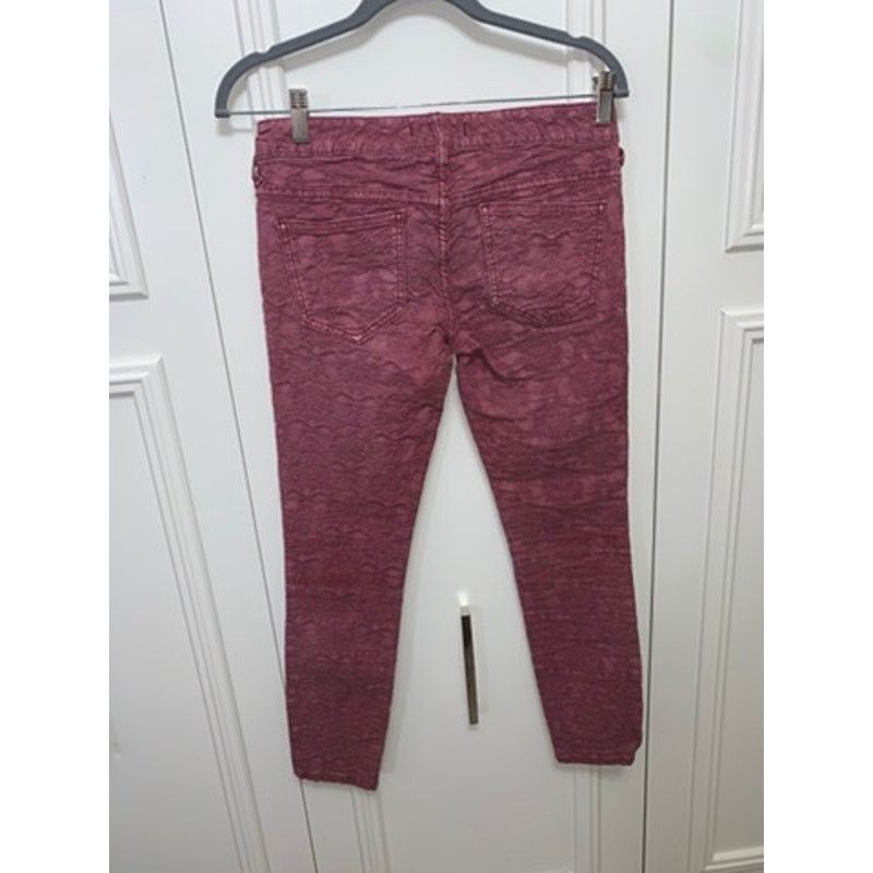 Free People Free People Women's Red Jacquard Textured Skinny Jeans Size 26" / US 2 / IT 38 - 4 Thumbnail