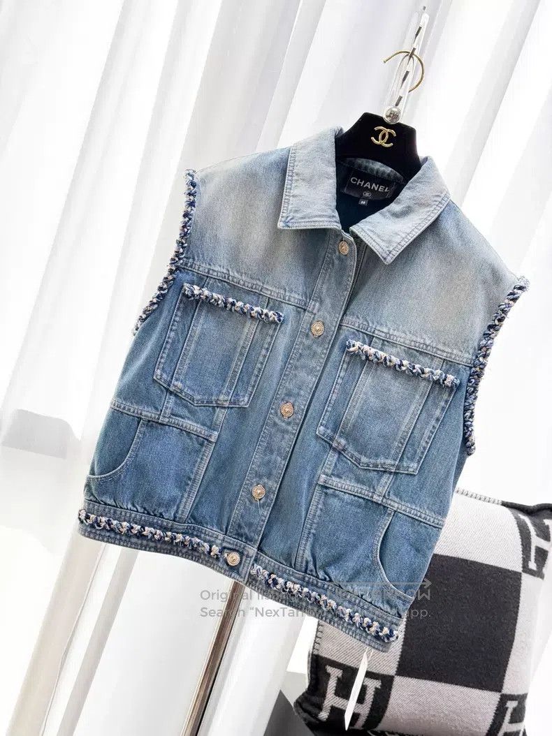 Chanel Chanel Knitted rolled denim vest Size XS / US 0-2 / IT 36-38 - 2 Thumbnail