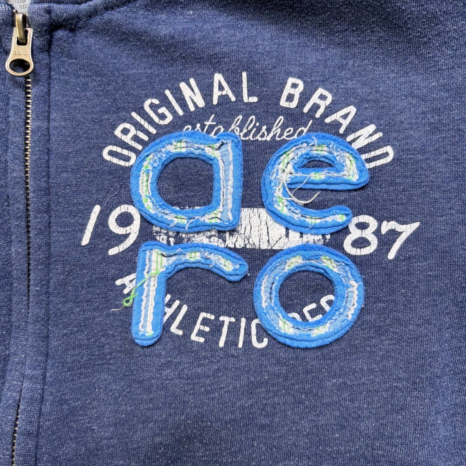 Aeropostale Aero Aeropostale Hoodie XL Blue Distressed Y2K Jacket Size XL / US 12-14 / IT 48-50 - 4 Thumbnail