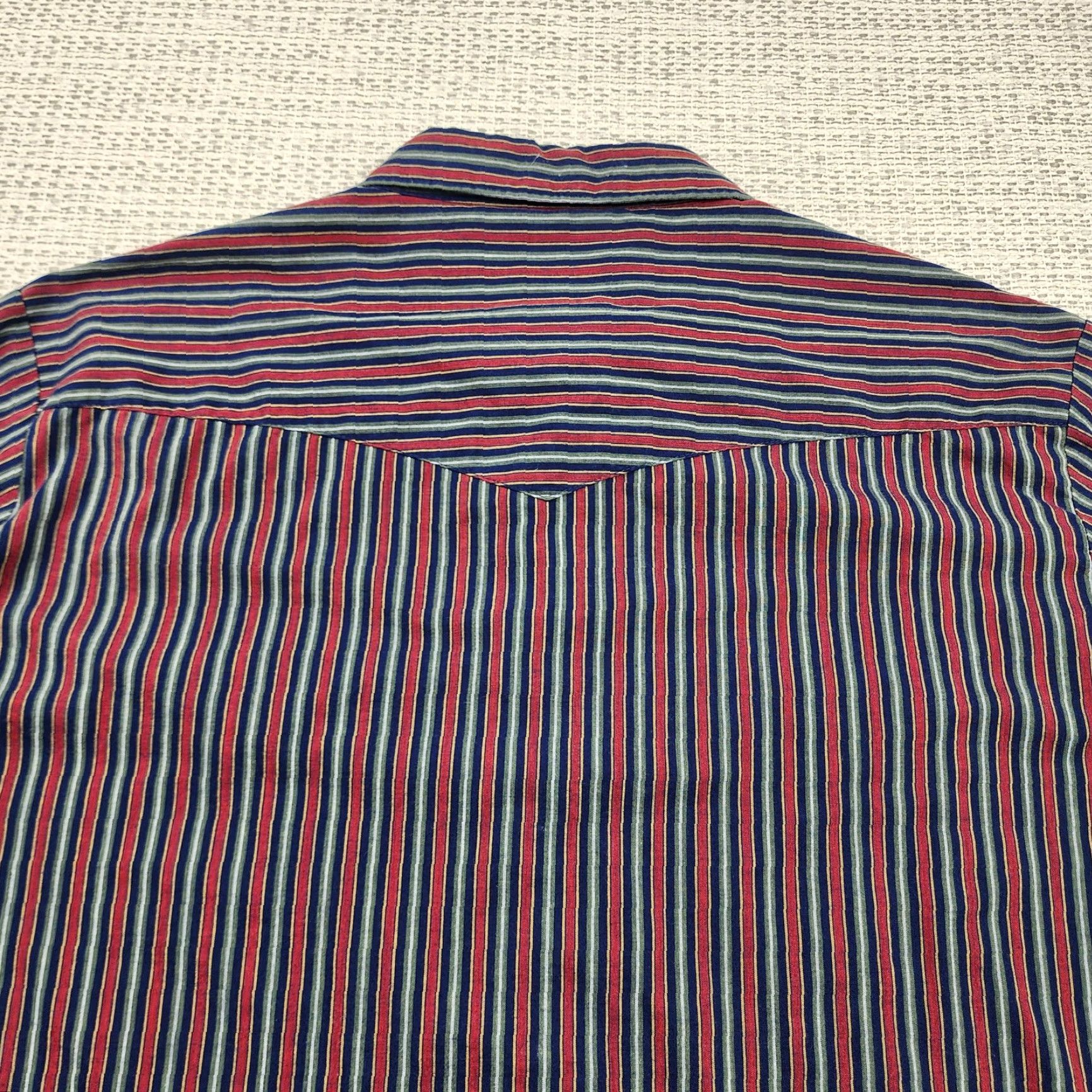 Wrangler VINTAGE Wrangler Western Shirt Mens 3XLT Blue Red Striped Pearl Snap Long Sleeve Yoke Shirt Size US XXL / EU 58 / 5 - 7 Thumbnail
