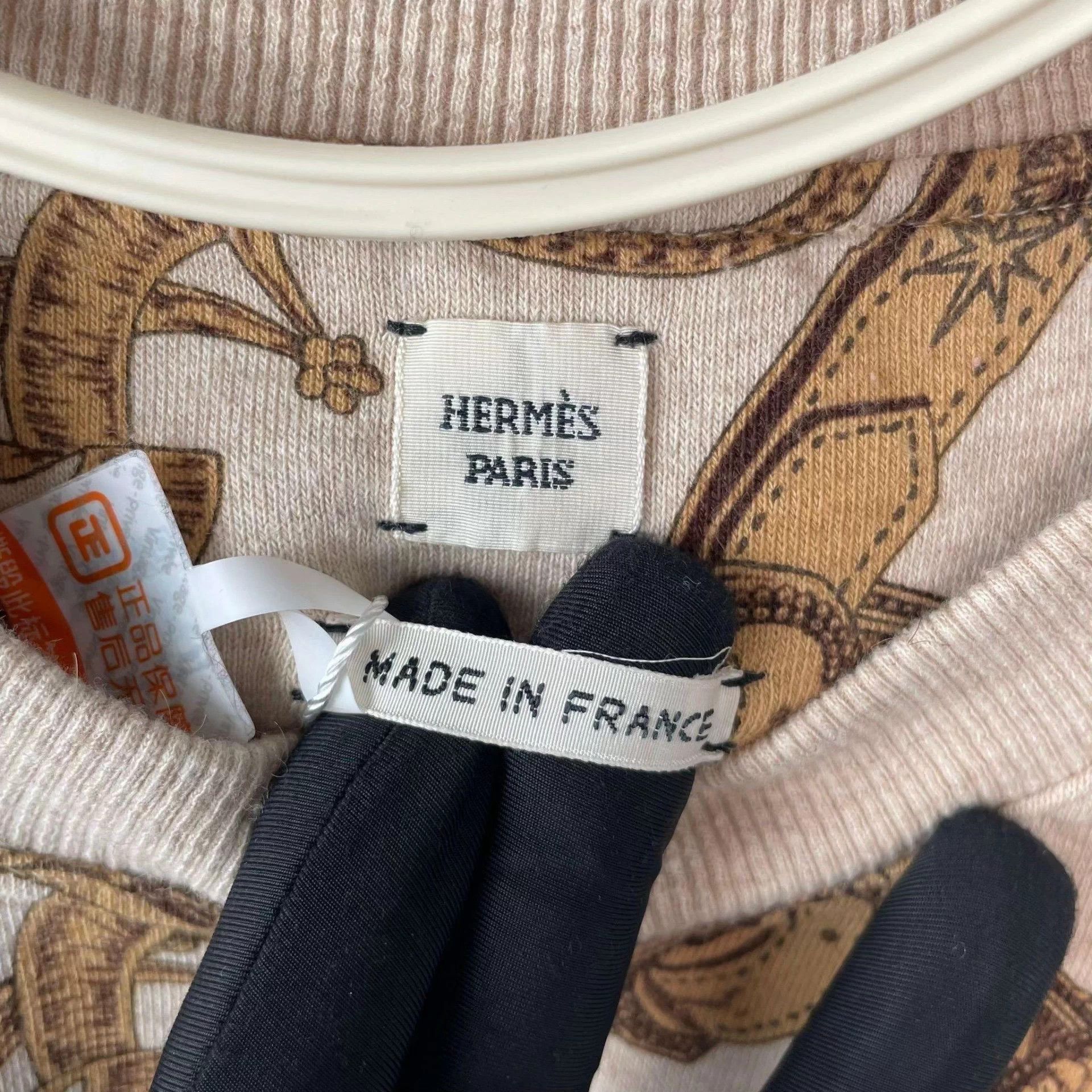 Hermes Hermès Cotton Patterned Hoodie Beige EU 36 Size XS / US 0-2 / IT 36-38 - 3 Thumbnail