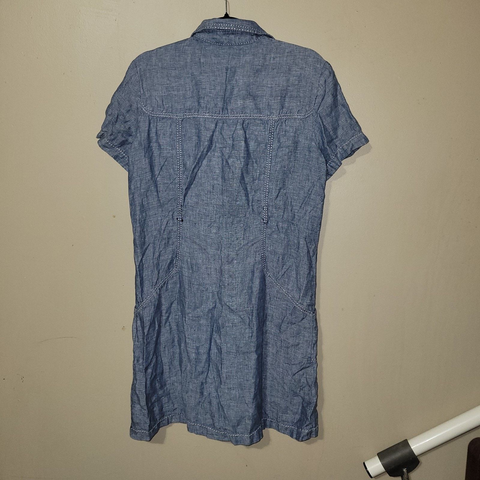 & Other Stories Max Studio Medium Blue Chambray Short Sleeve Dress Pockets Size M / US 6-8 / IT 42-44 - 7 Thumbnail