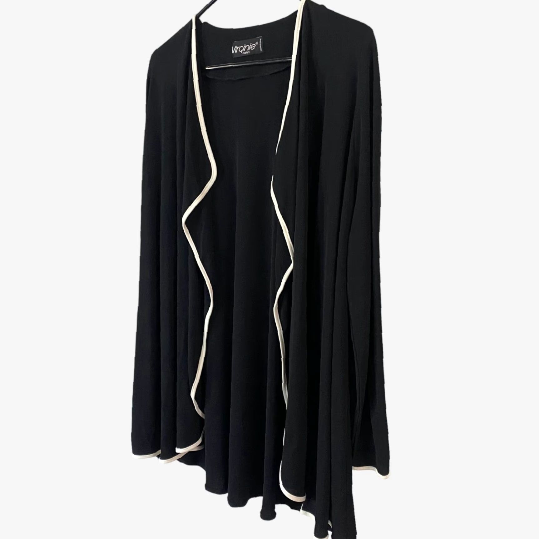 Vintage VINTAGE Virginie Paris Drape Open-Front Cardigan Sweater Black Womens M Cardigan Paris Open-Front Long Sleeve Women Size M / US 6-8 / IT 42-44 - 2 Thumbnail