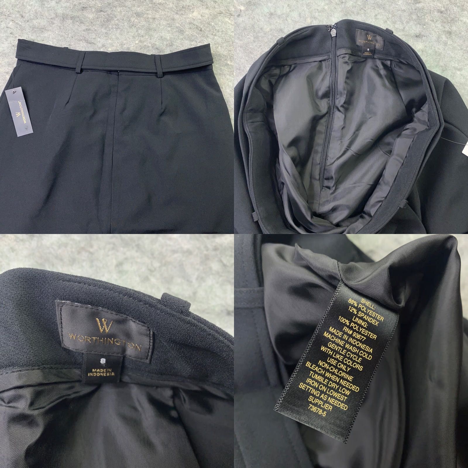 Worthington Worthington Womens Pencil Skirt Size 8 Black Slit Stretch Belt Knee Length Casual Business Party/Cocktail Womens Size 30" / US 8 / IT 44 - 9 Thumbnail