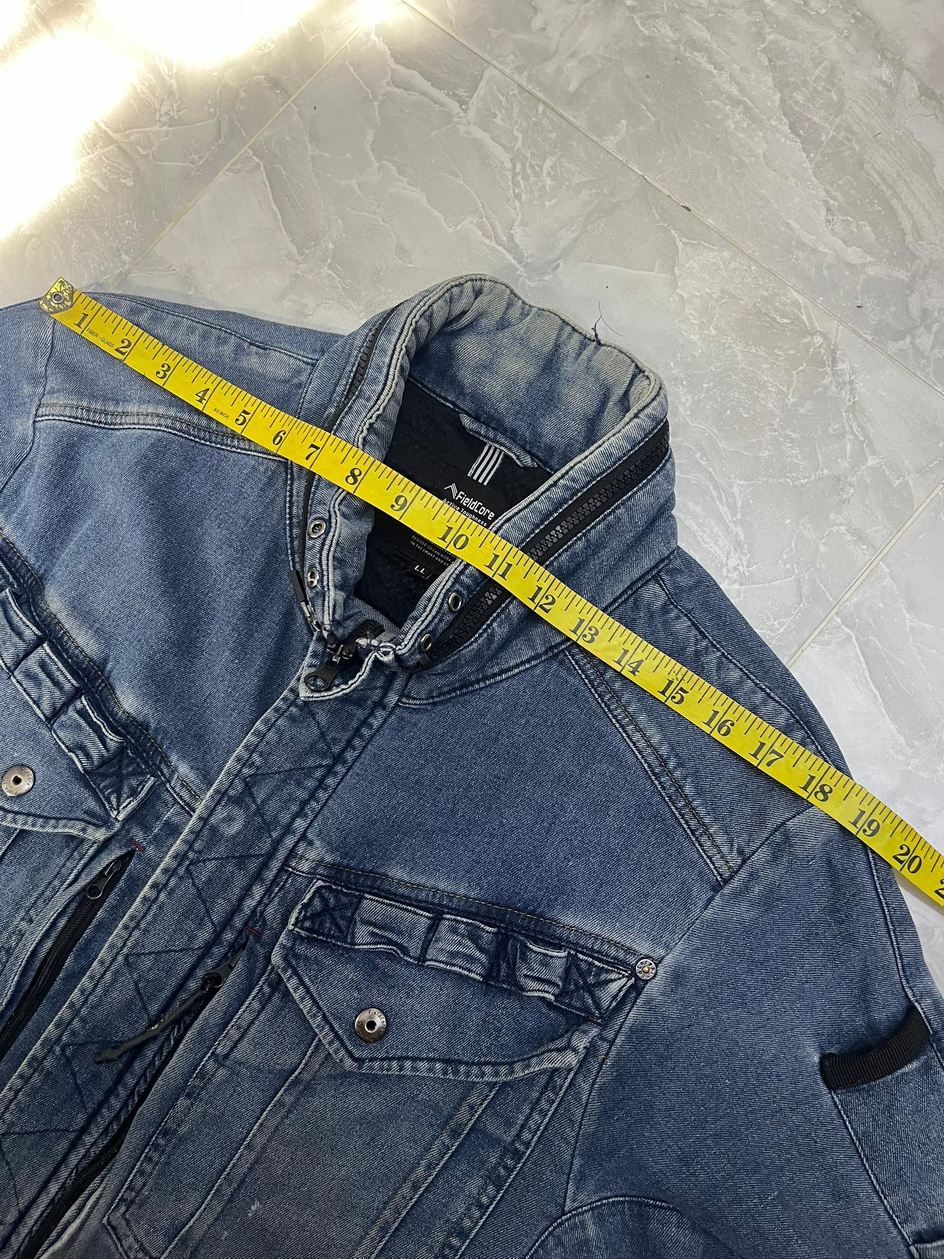 Japanese Brand FieldCore Distressed Workwear Denim Jacket Hidden Hood Size US M / EU 48-50 / 2 - 18 Thumbnail