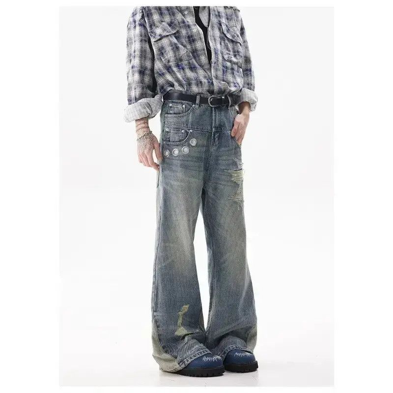 Japanese Brand Retro casual straight leg ripped jeans Size US 32 / EU 48 - 1 Thumbnail