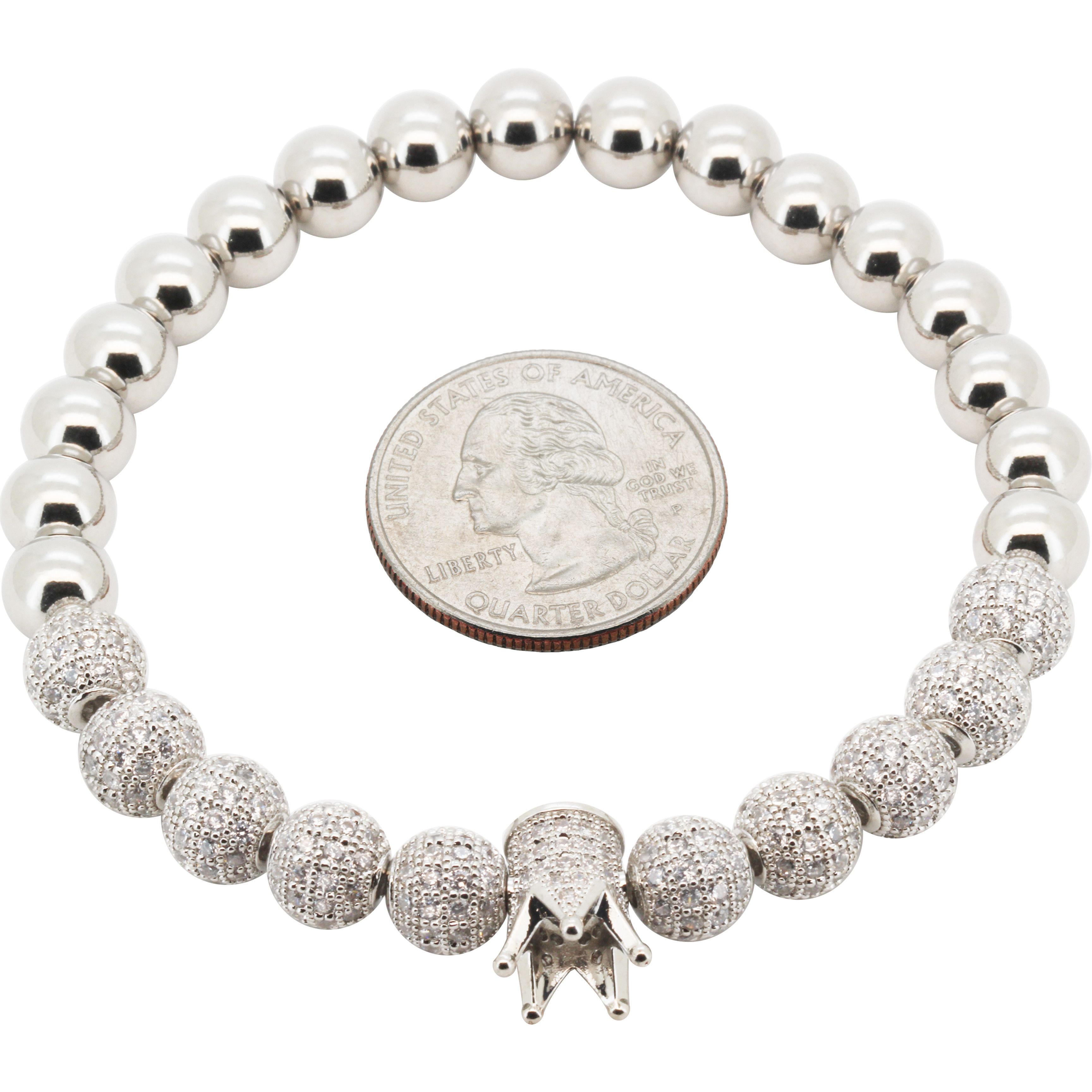 Other 14k GP AAA CZ 8mm Disco Ball Crown Stretch Bracelet 8" Size ONE SIZE - 1 Preview