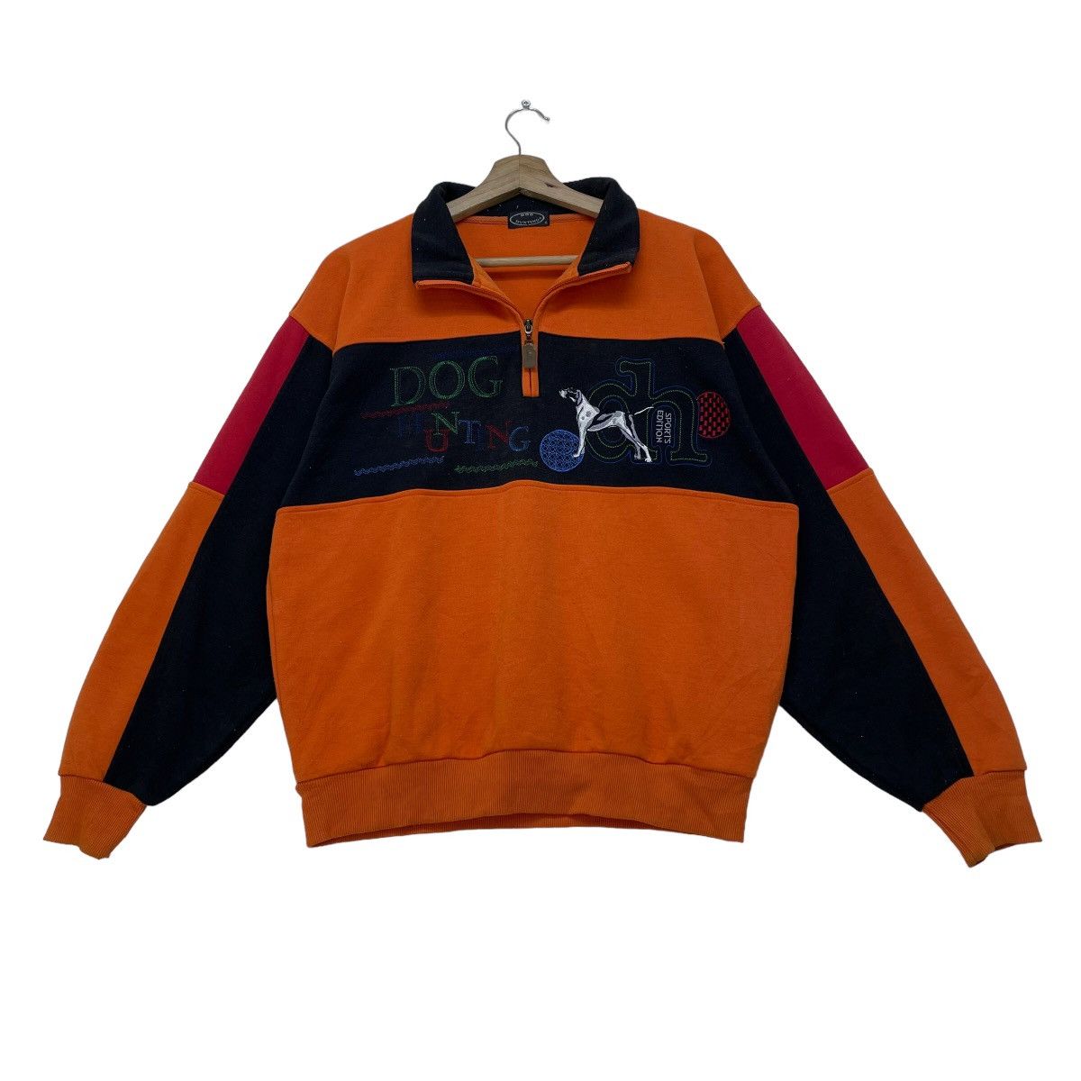 Japanese Brand × Lindbergh × Vintage Japanese Brand Dog Hunting Embroidery Pull Over Half Zip Size US M / EU 48-50 / 2 - 1 Thumbnail