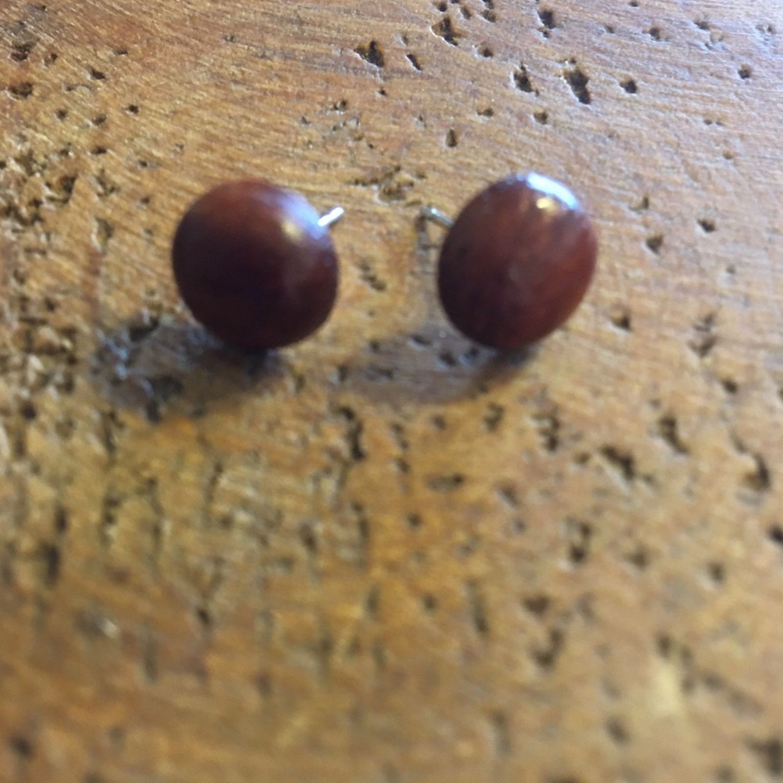 Jewelry Vintage 6mm round wood pierced earrings Size ONE SIZE - 3 Thumbnail