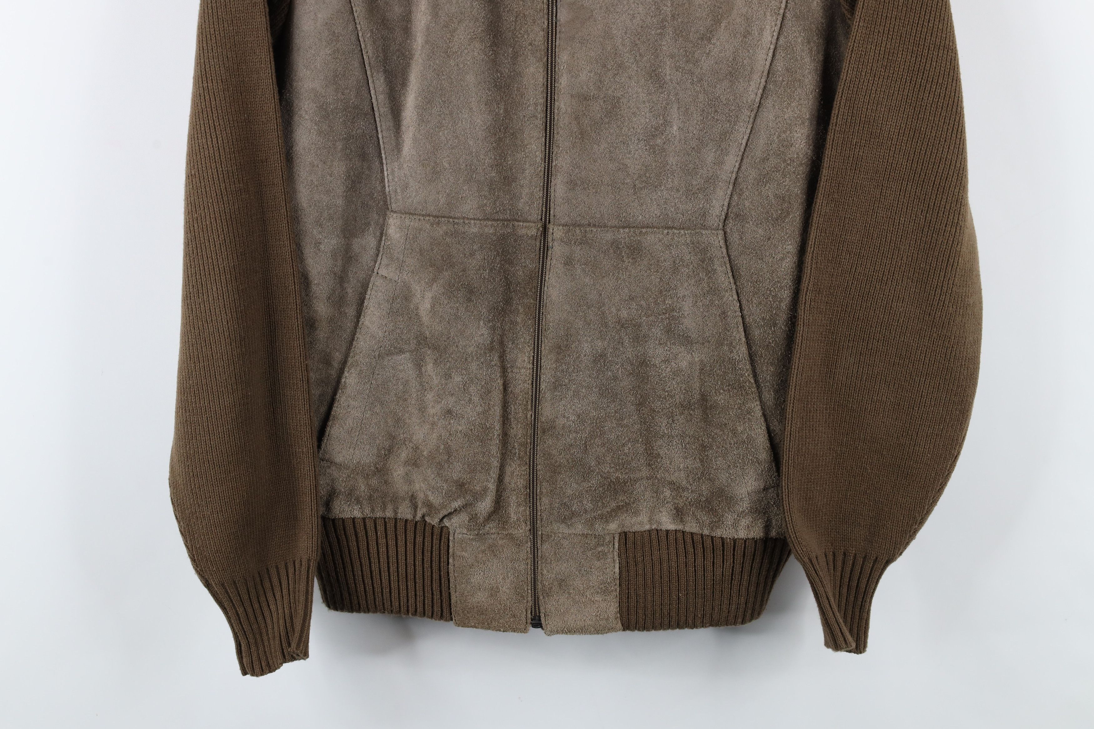 Vintage Vintage 70s Streetwear Leather Knit Sweater Jacket Swacket Size US L / EU 52-54 / 3 - 3 Thumbnail