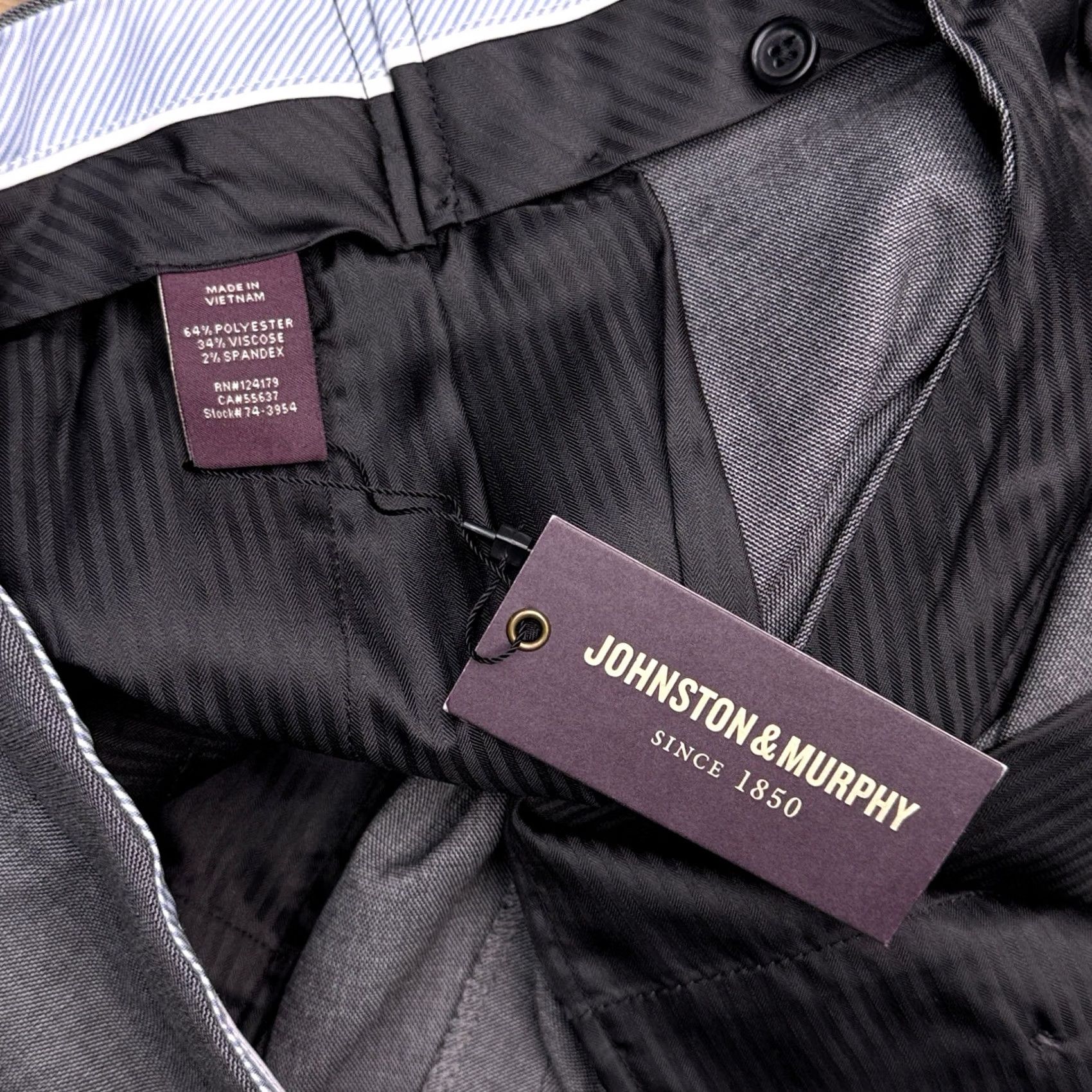 Johnston & Murphy Johnston Murphy Dress Pants Mens 36x32 Gray Regular Fit Mid Rise Stretch New Size US 36 / EU 52 - 4 Thumbnail