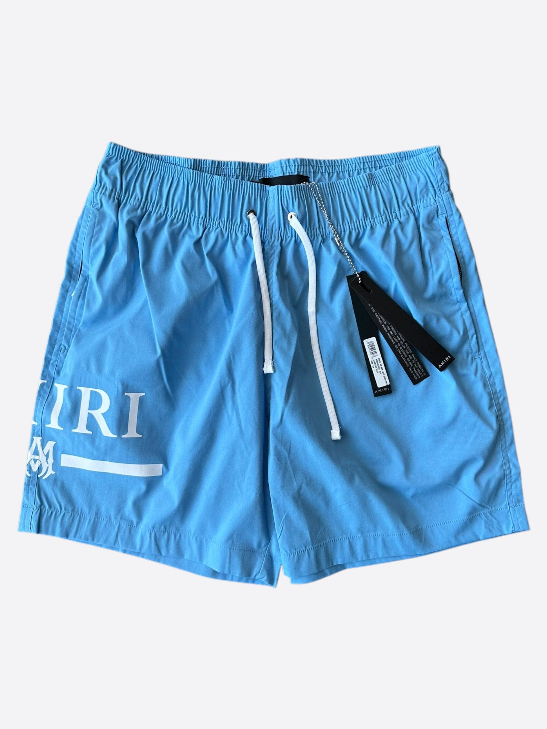 Amiri Amiri Blue & White MA Bar Logo Swimshorts Size US 40 / EU 56 - 1 Thumbnail