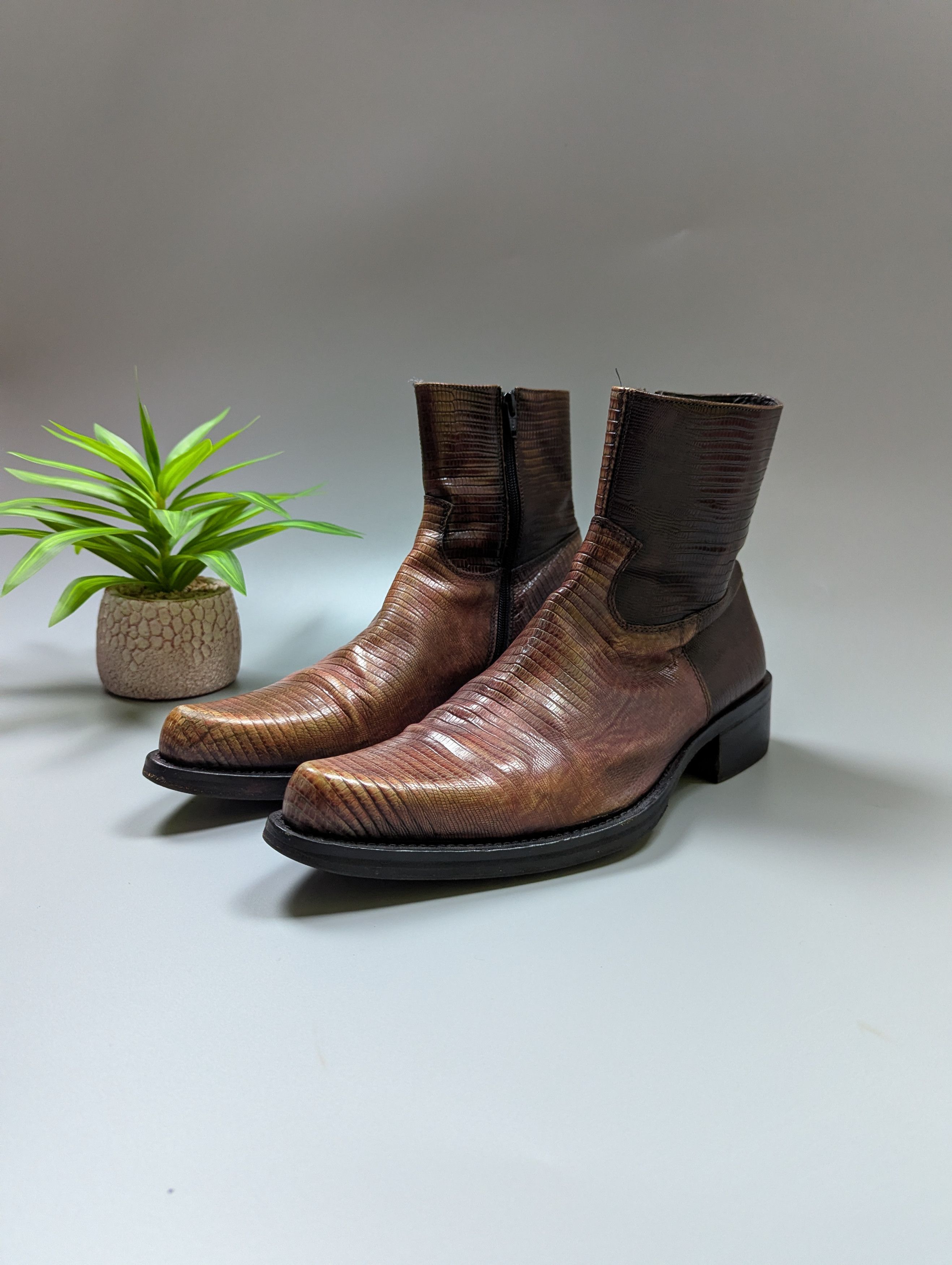 Vintage Vintage Mens Lizard Leather Boots Western Cowboy 44/10.5 Size US 10.5 / EU 43-44 - 3 Thumbnail
