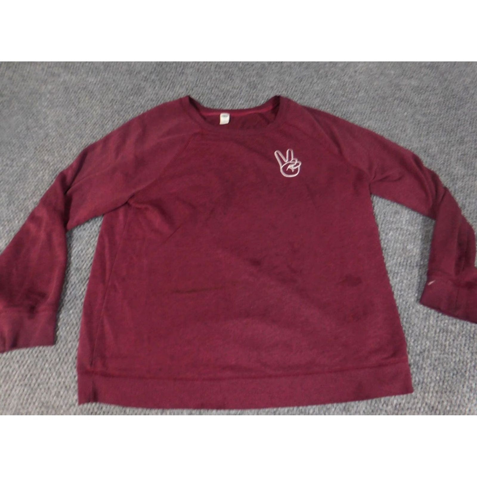 Old Navy Old Navy Womens Sweater Large Burgundy Pullover Crew Neck Long Sleeve Puff Sleeve Bow Button Knit Stretch Regular Size L Womens Pullover Sweater Size L / US 10 / IT 46 - 2 Thumbnail