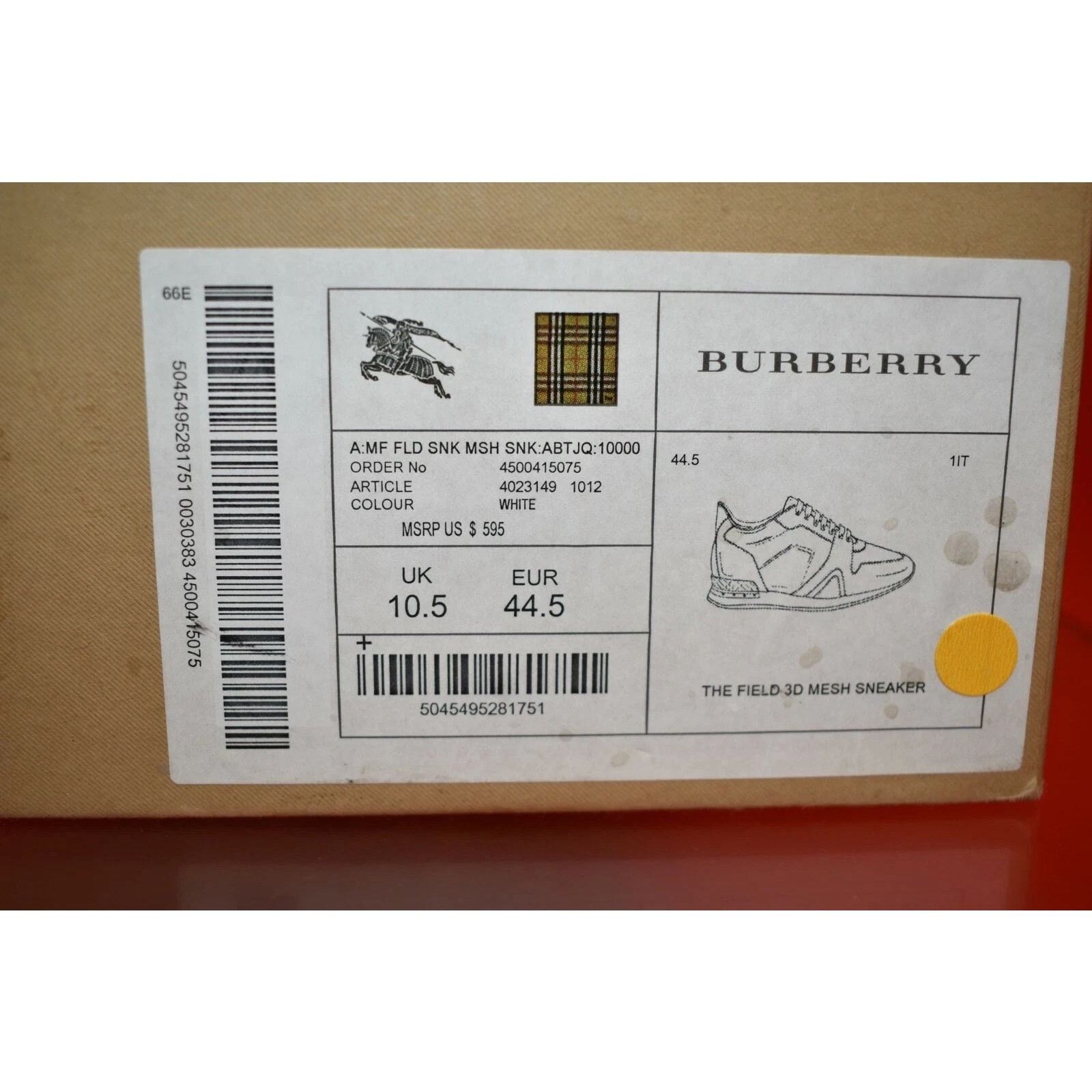 Burberry BURBERRY THE FIELD WHITE MESH SUEDE LOGO SNEAKERS 44.5 ITAL Size US 11.5 / EU 44-45 - 11 Thumbnail