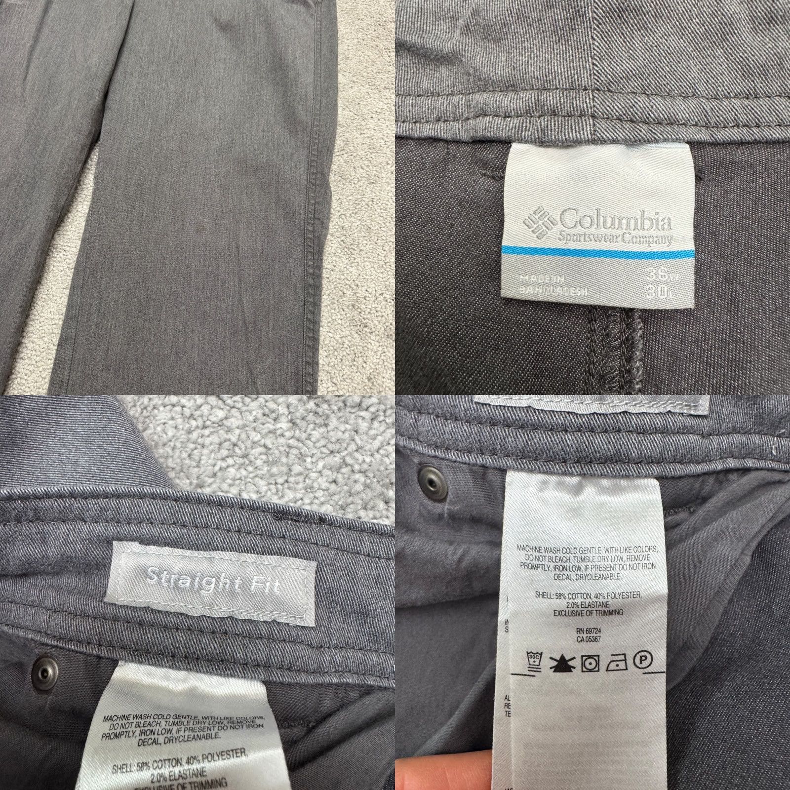 Vintage Columbia Straight Leg Chino Pants Mens 36x30 Gray Flat Front Casual Outdoor Prep Size US 36 / EU 52 - 8 Thumbnail