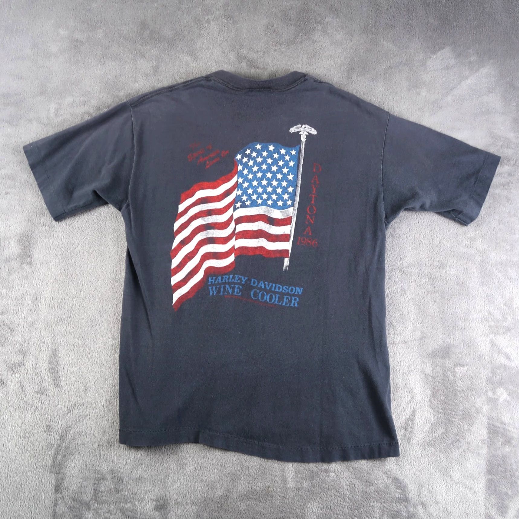 Harley Davidson VINTAGE Harley-Davidson T-Shirt Mens 1980s Black Logo Graphic Print 80s Biker Daytona Wine Cooler? Size US L / EU 52-54 / 3 - 2 Thumbnail