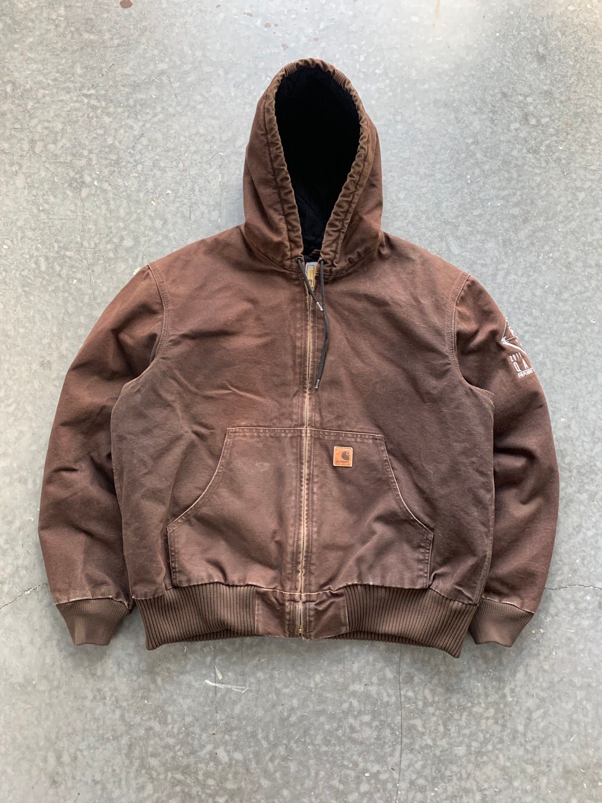 Pre-owned Carhartt X Vintage Crazy Vintage Y2k Carhartt Hooded Jacket Faded Brown Boxy