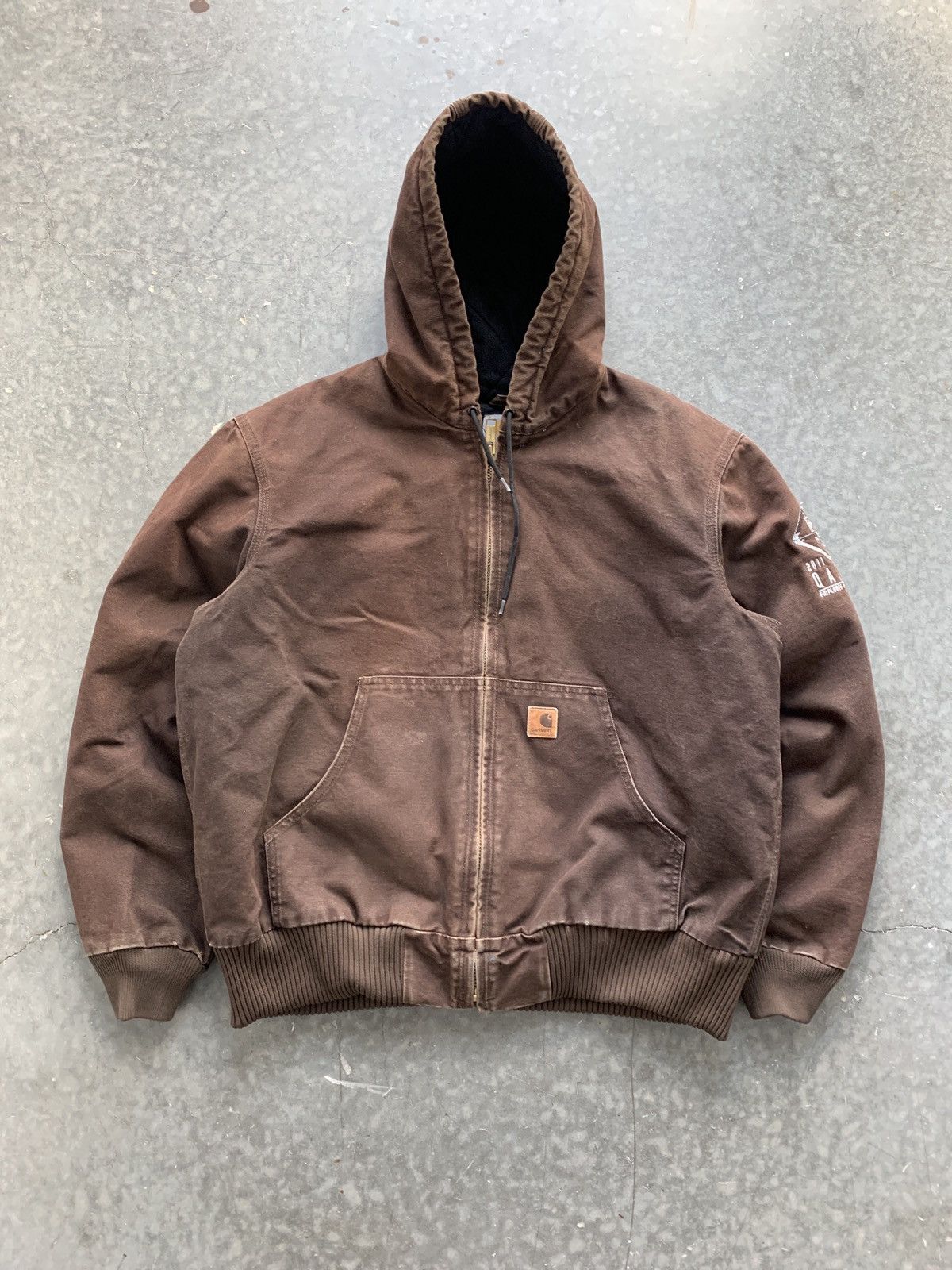 image of Crazy Vintage Y2K Carhartt Hooded Jacket Faded Brown Boxy, Men's (Size Large)