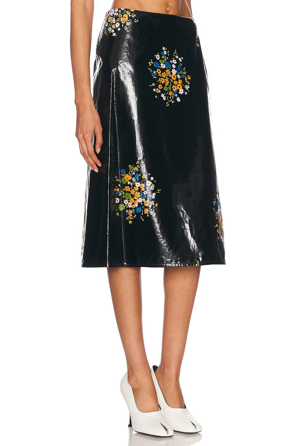 Jil Sander o1loc1c0426 Patent Linen Printed Skirt in Black Size 26" / US 2 / IT 38 - 2 Thumbnail