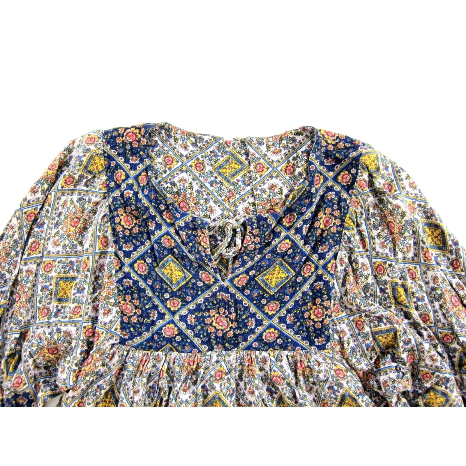 Vintage Passports 100% Rayon Floral Tunic Blouse 3/4 Sleeve Blue Pink Yellow M Women Dress/Blouse Size M / US 6-8 / IT 42-44 - 4 Thumbnail