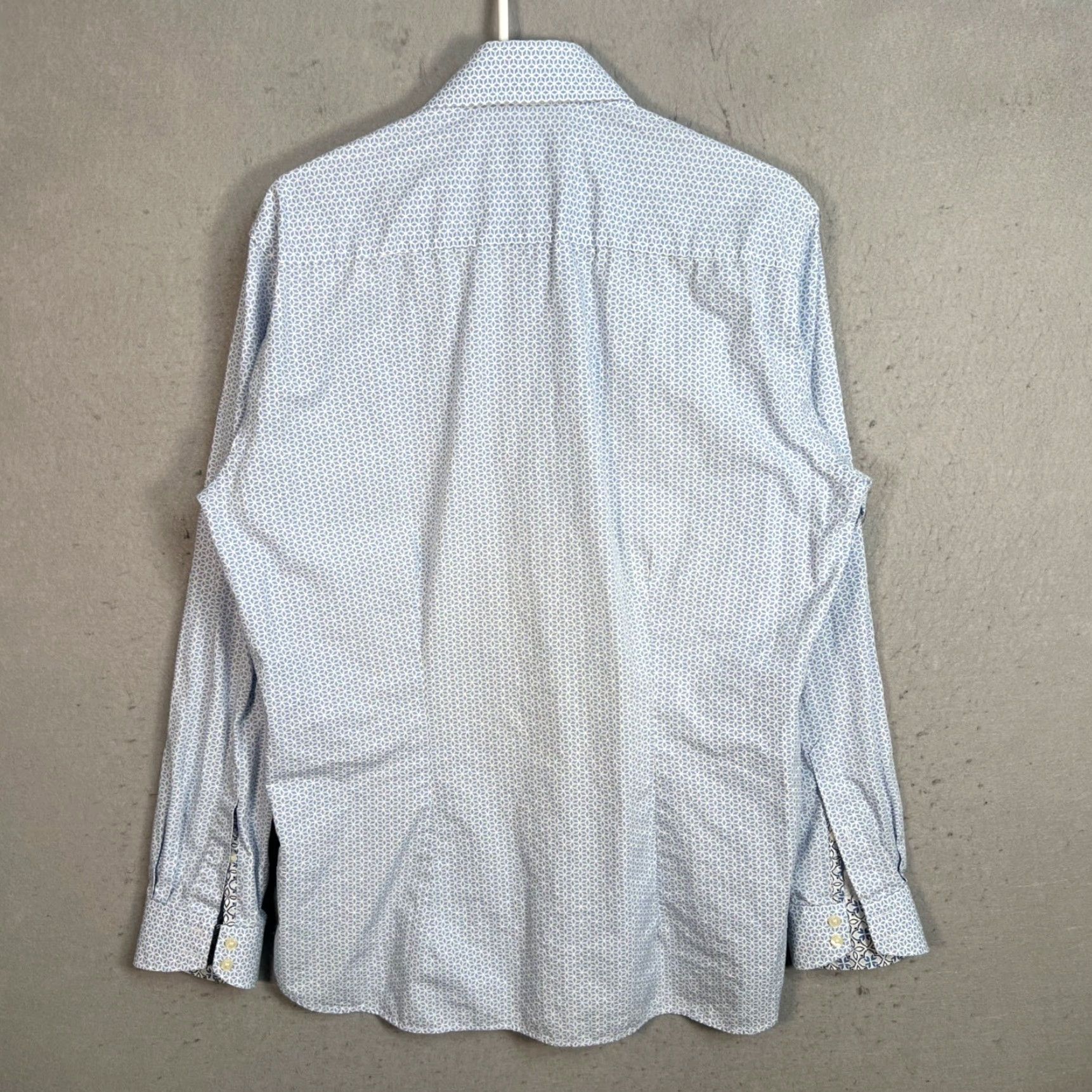 Ted Baker Ted Baker Endurance Mens Dress Shirt Geometric Pattern Blue 100% Cotton 16 34/35 Long Sleeve Button-Down Collared Regular Shirt Mens Size 42R - 2 Thumbnail