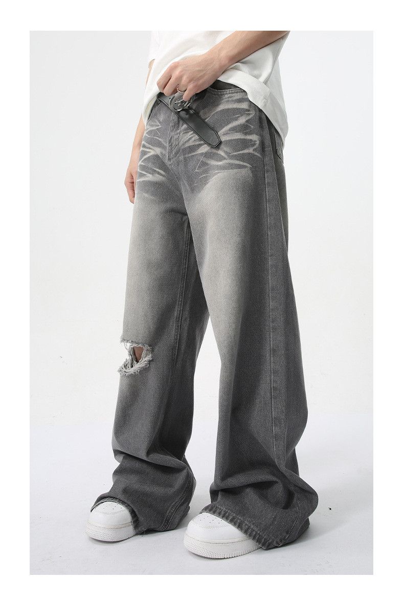 Japanese Brand High-street American retro washed straight-leg ripped jeans Size US 32 / EU 48 - 4 Thumbnail