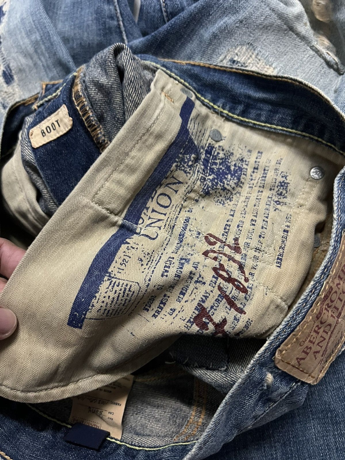 Japanese Brand 💥Flare💥Vintage Abercrombie & Fitch Distress Ripped Jean Size US 32 / EU 48 - 24 Thumbnail