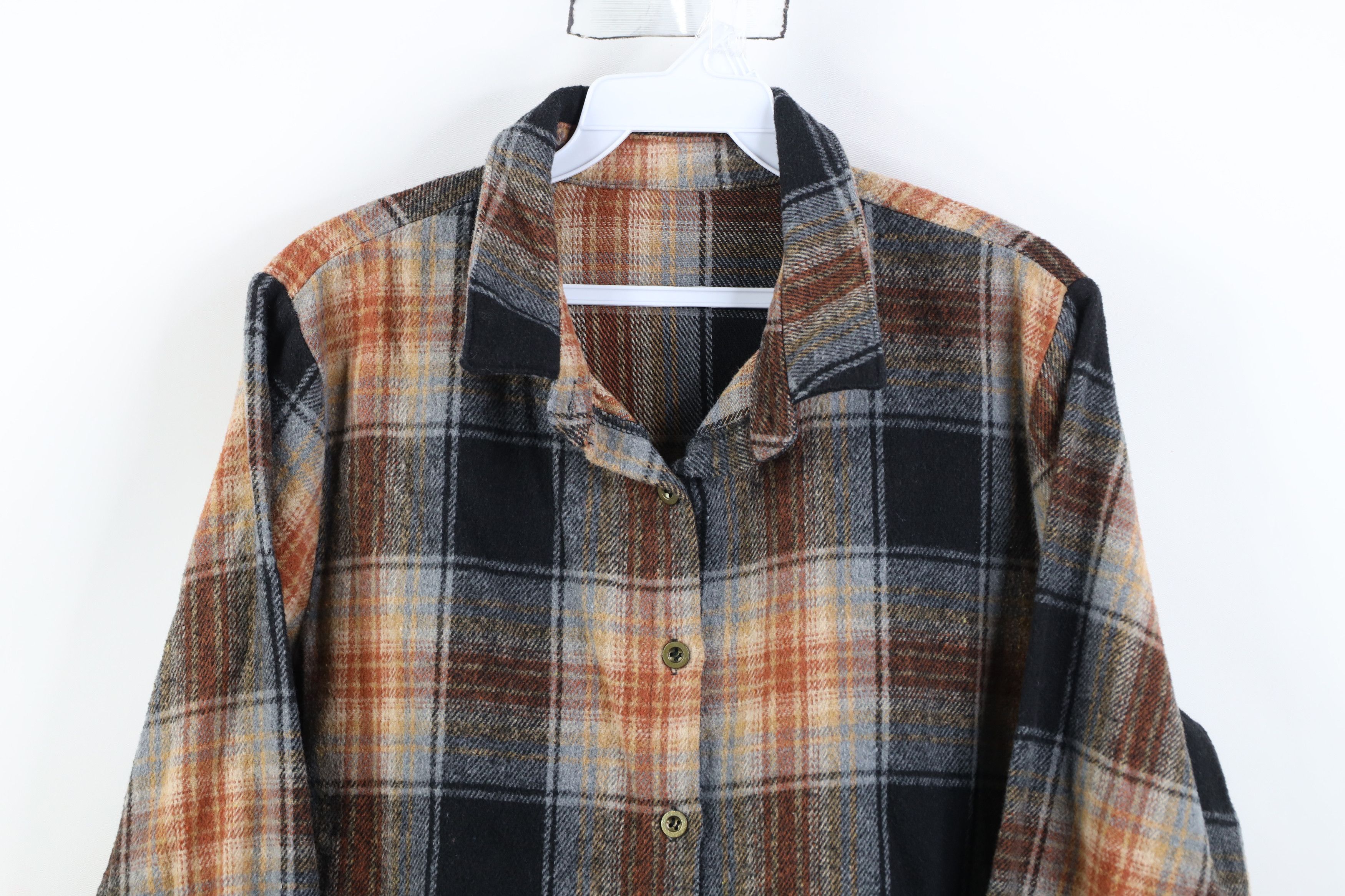 Vintage Vintage 90s Streetwear Heavy Flannel Collared Button Shirt Size L / US 10 / IT 46 - 2 Thumbnail