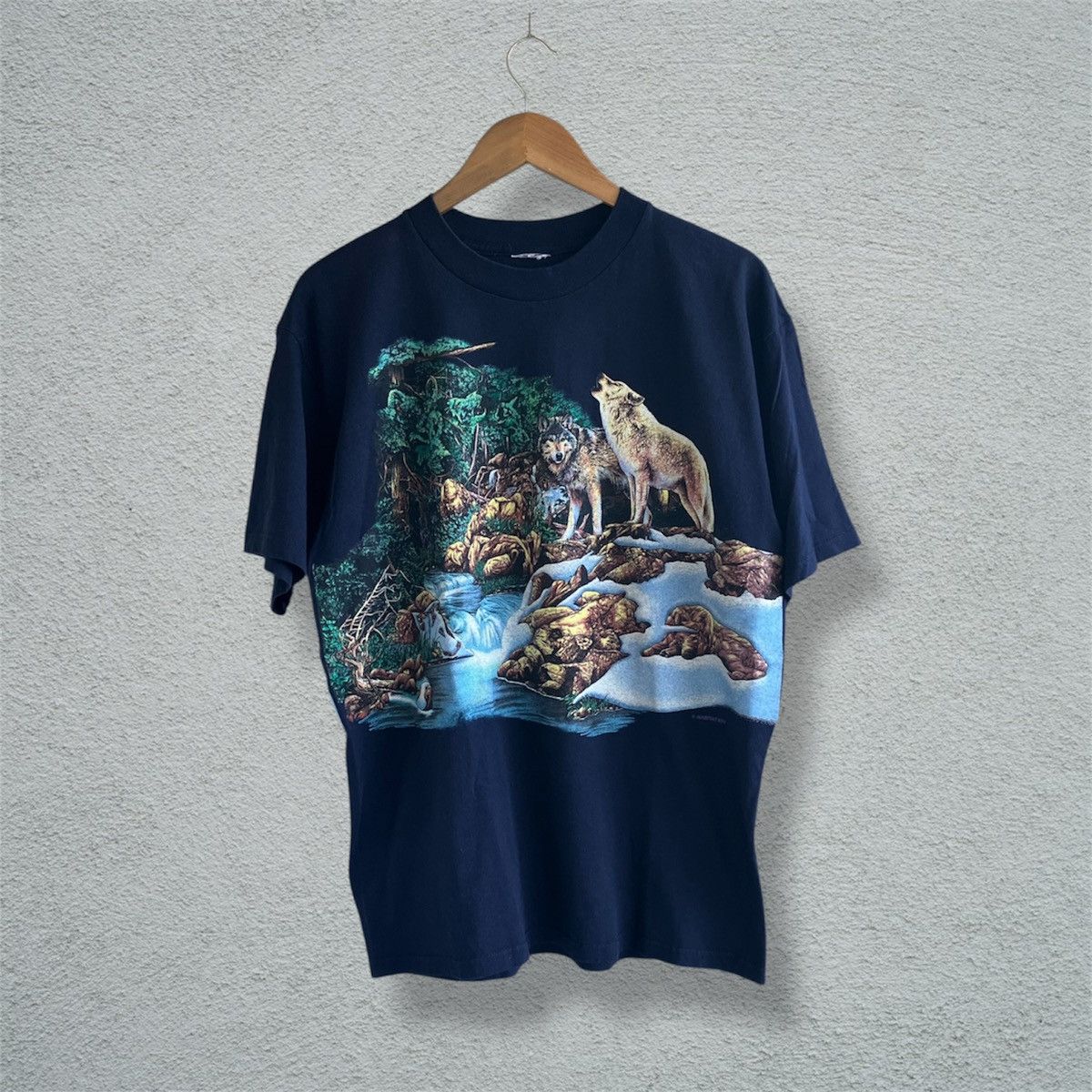 Other Vintage 90s Wrap Around Wolf Nature Tee Shirt Animal Habitat Size US L / EU 52-54 / 3 - 5 Thumbnail
