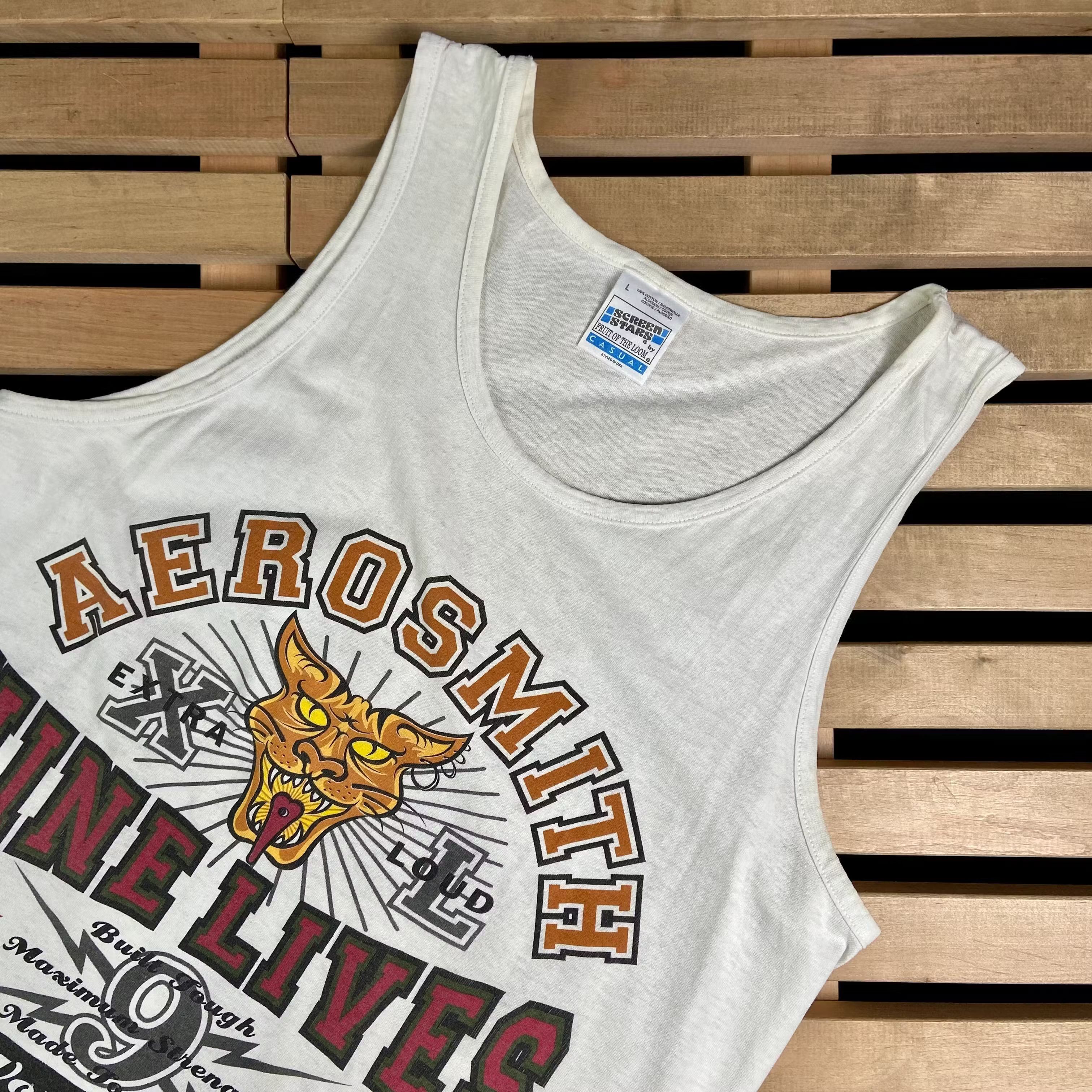 Band Tees × Vintage Vintage Jersey Nine Lives Aerosmith Worldwide 1997 Size L Size US L / EU 52-54 / 3 - 2 Thumbnail